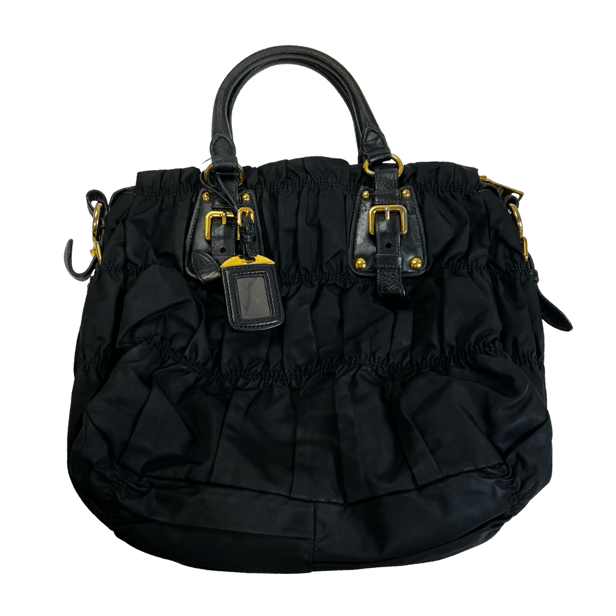 Prada Tessuto Gaufre Nylon Satchel Tote Black