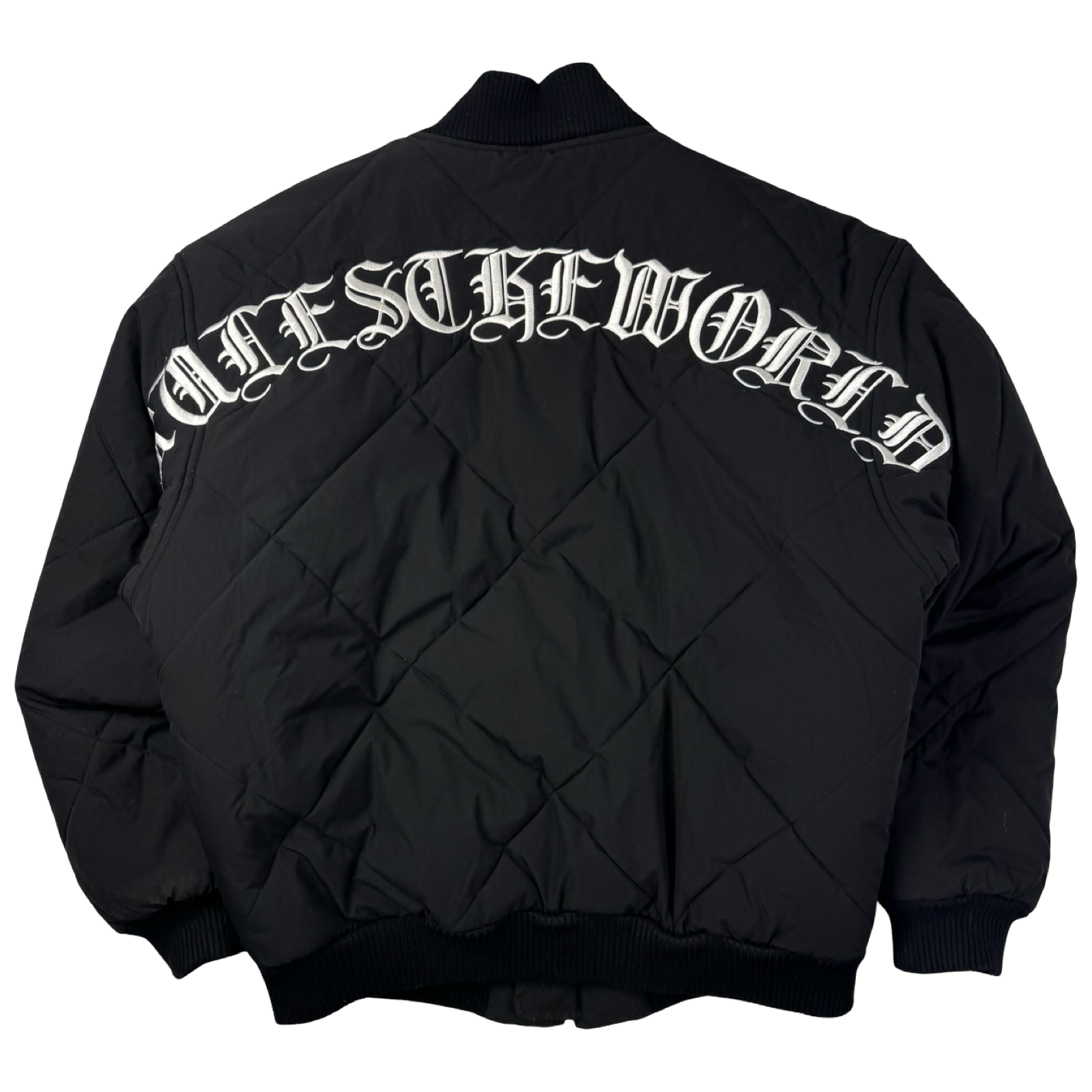 Corteiz Old English Quilted Bomber Jacket Black