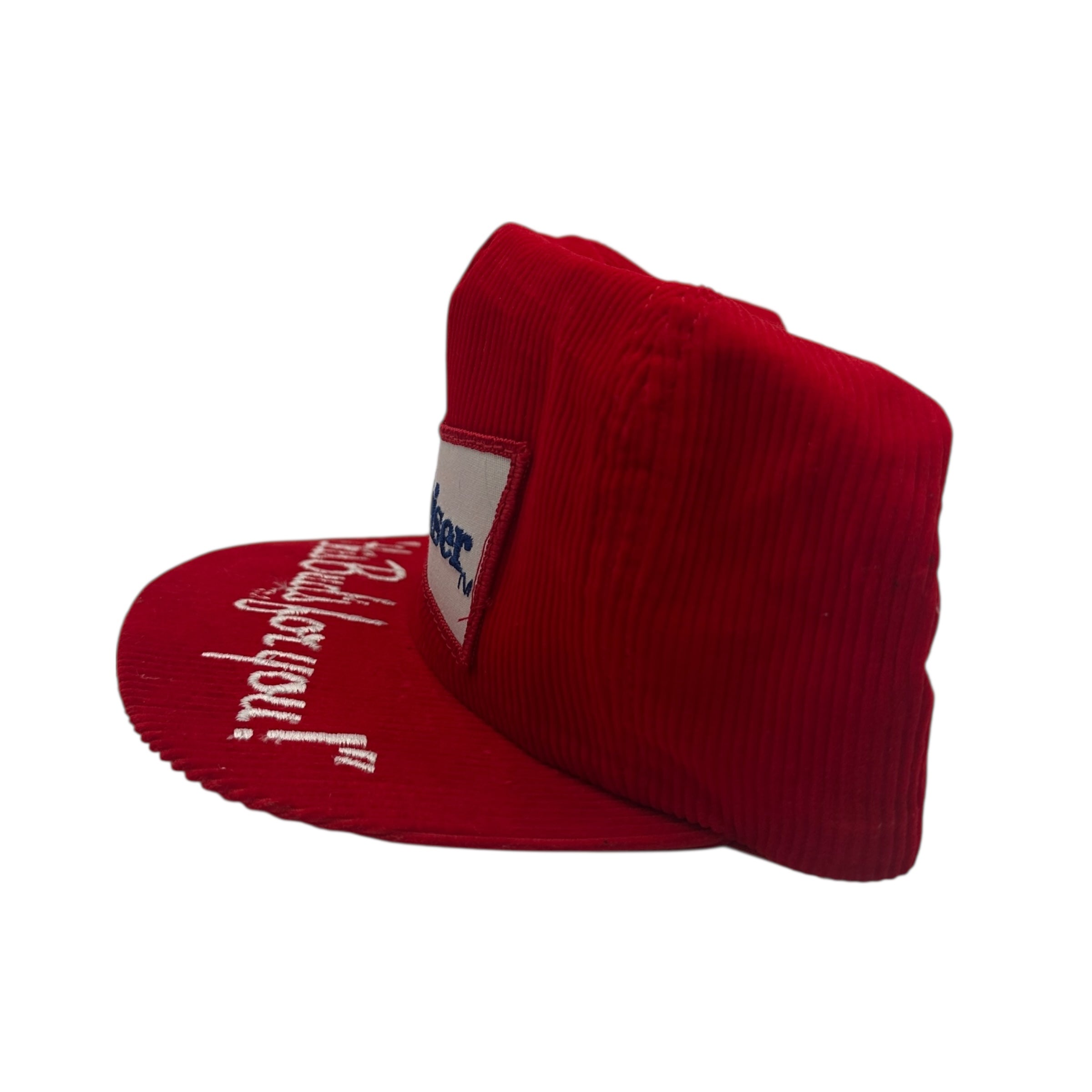 Vintage Budweiser ‘This Buds For You!’ Corduroy Hat Red