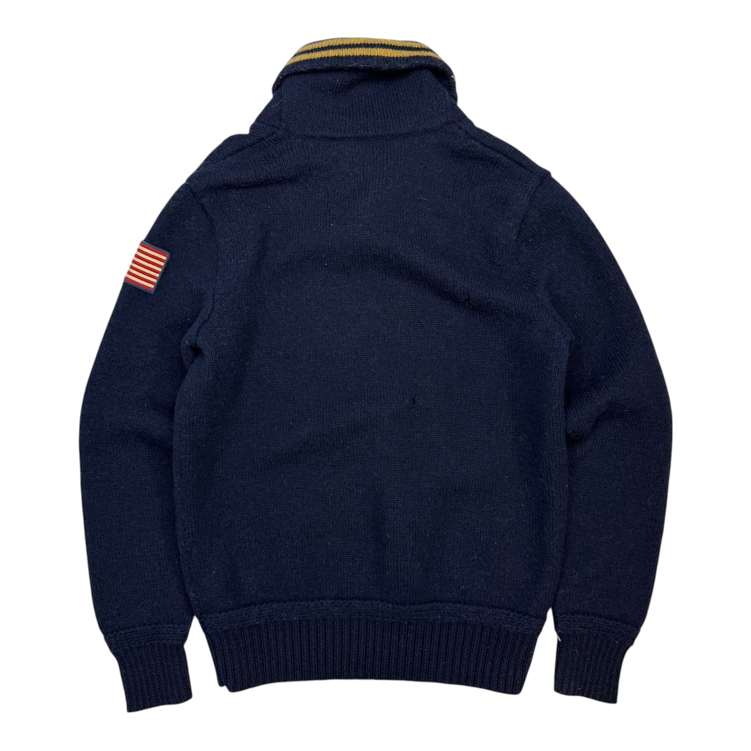 Vintage Ralph Lauren Rugby Chief Head Wool Shawl Navy
