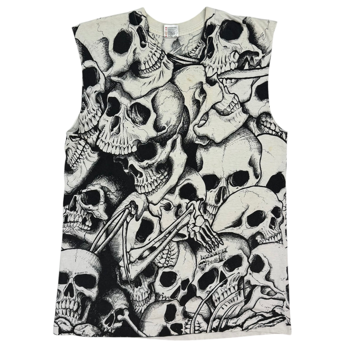 Vintage Deadly Ts Skull All Over Print Tank Top White/Black