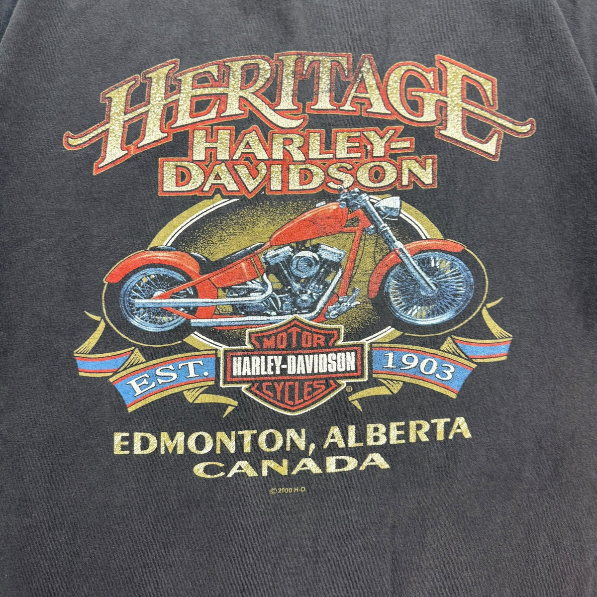 2000 Harley Davidson Of Edmonton Tee Faded Black