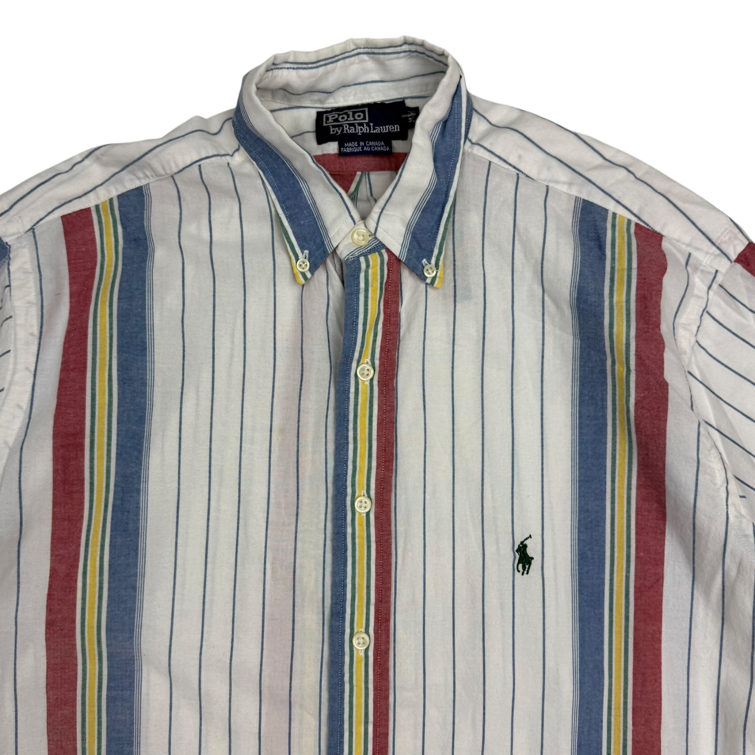 Vintage Polo Ralph Lauren Striped Button Up Shirt Multicolour/White