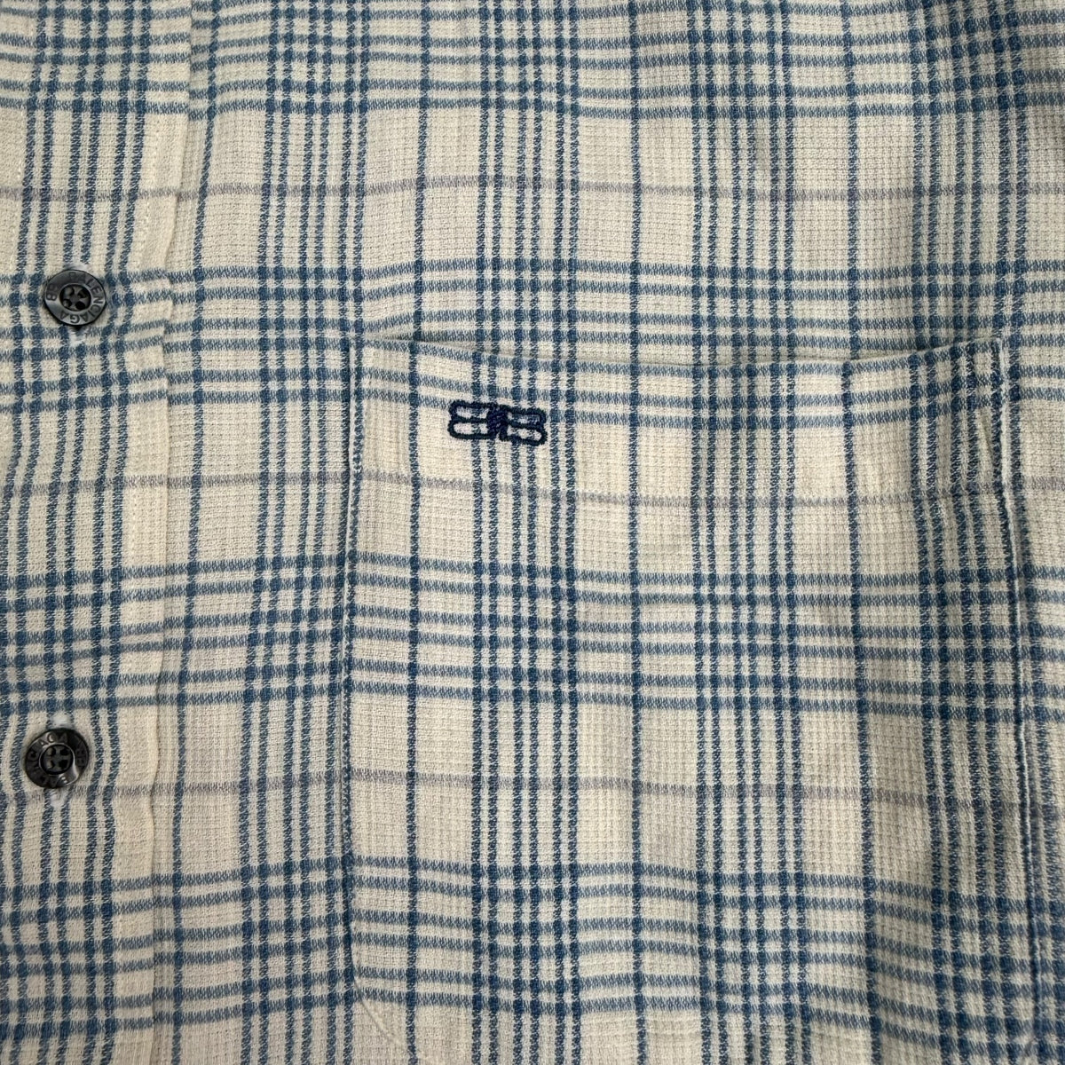 Vintage Balenciaga Plaid Button Up Shirt Blue/White