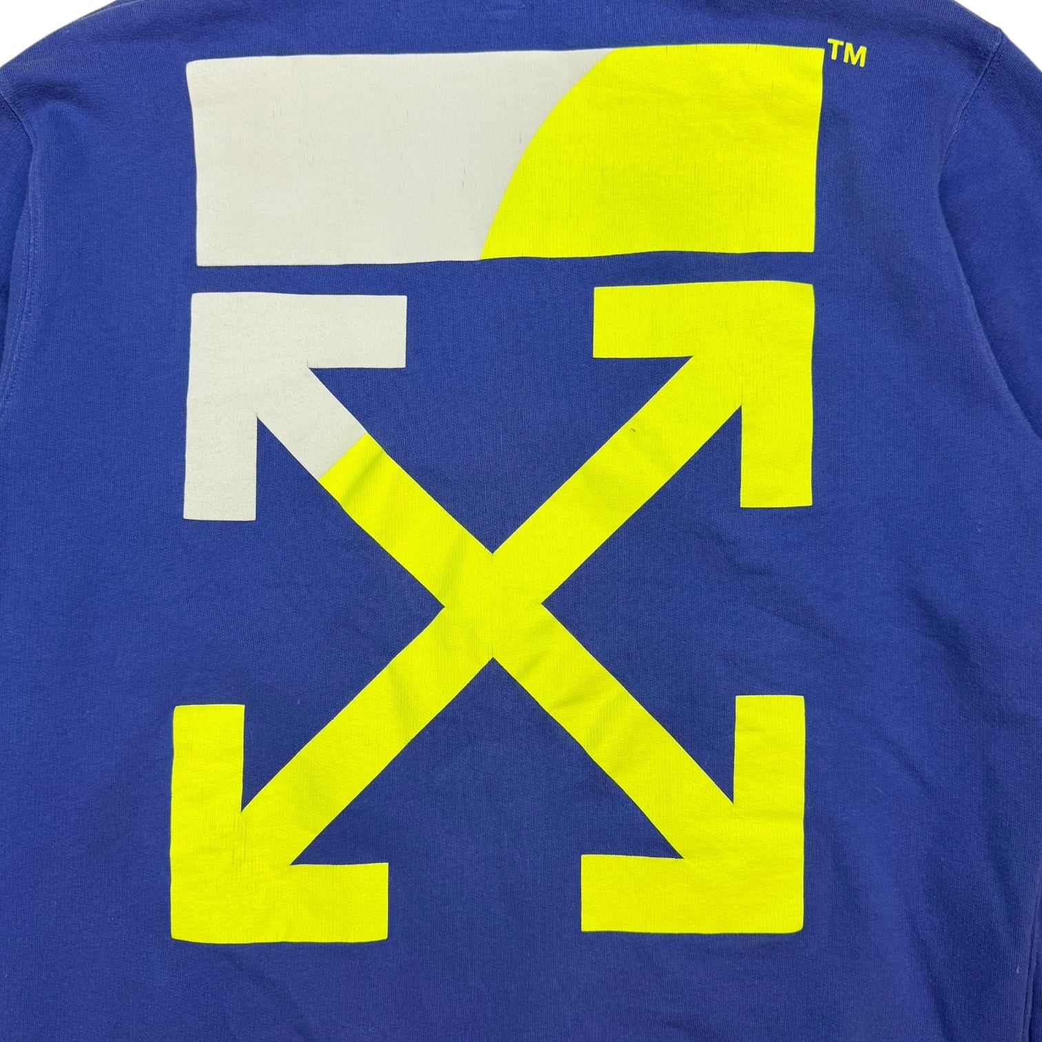 Off-White Diagonal Split Logo Hoodie Blue