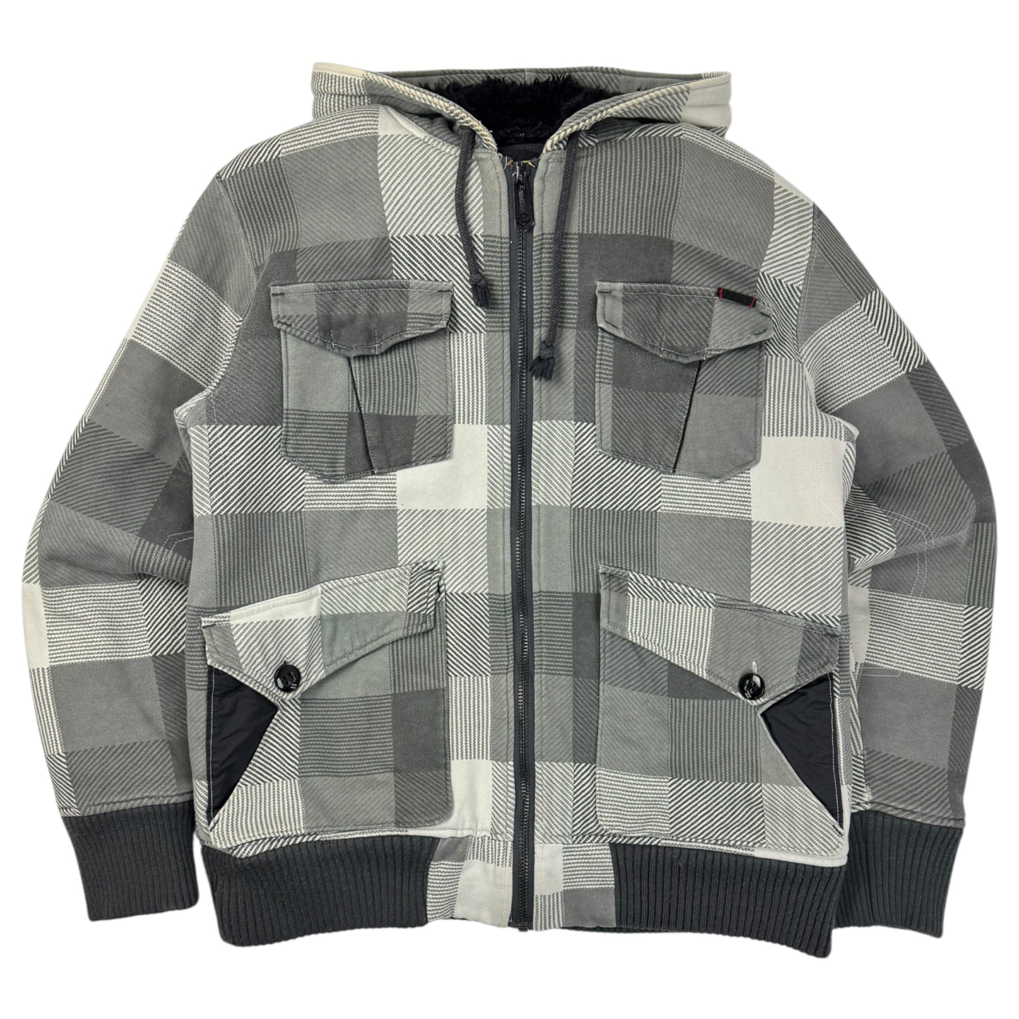 Vintage Y2K Billabong Sherpa Lined Plaid Hoodie