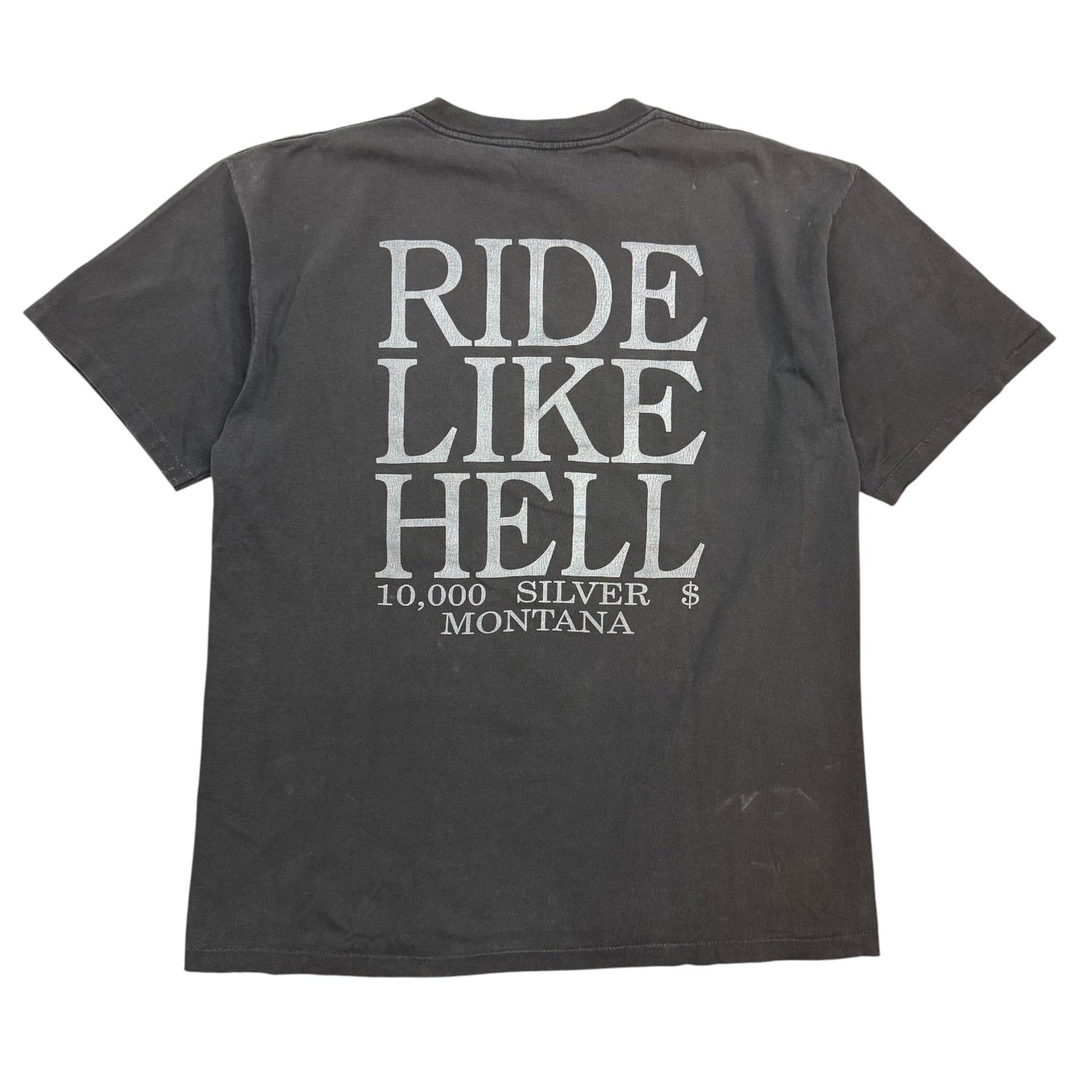Vintage Go To Heaven… Ride Like Hell Tee Faded Black