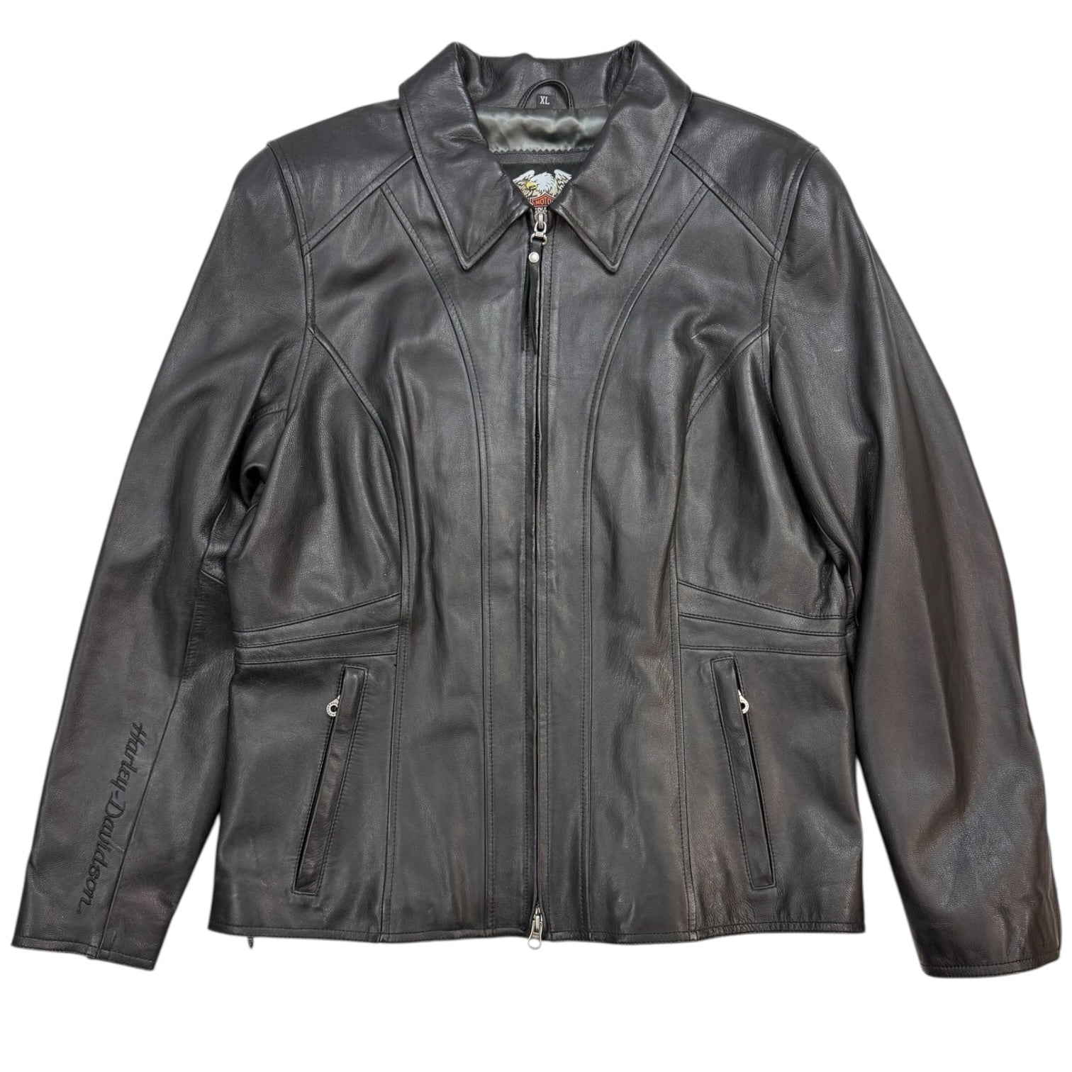 Vintage Harley Davidson Women’s Rhinestone Leather Jacket Black