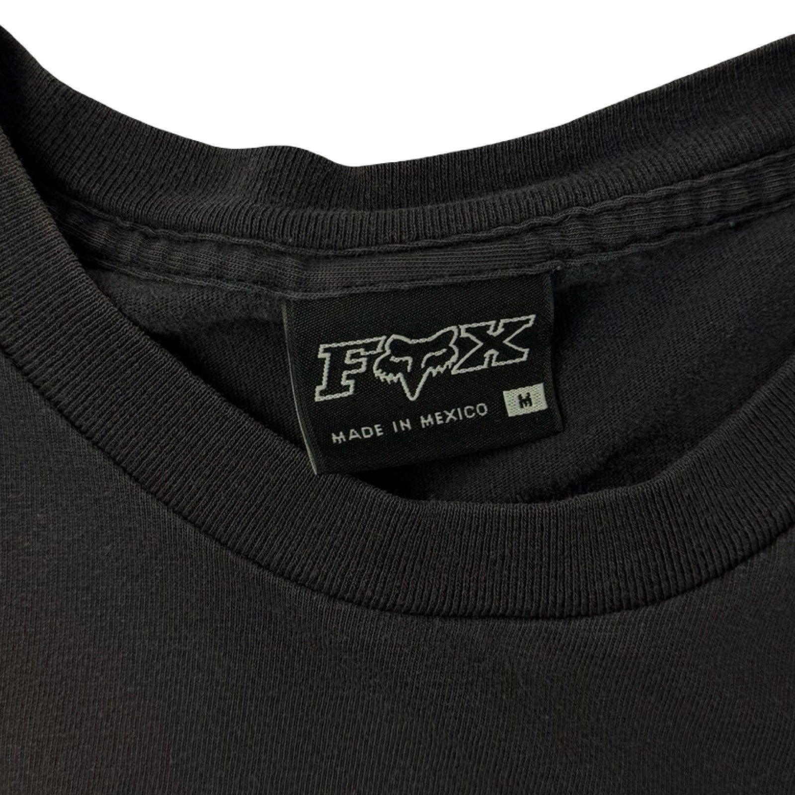 Vintage Y2K Fox Center Spellout T-Shirt Washed Black