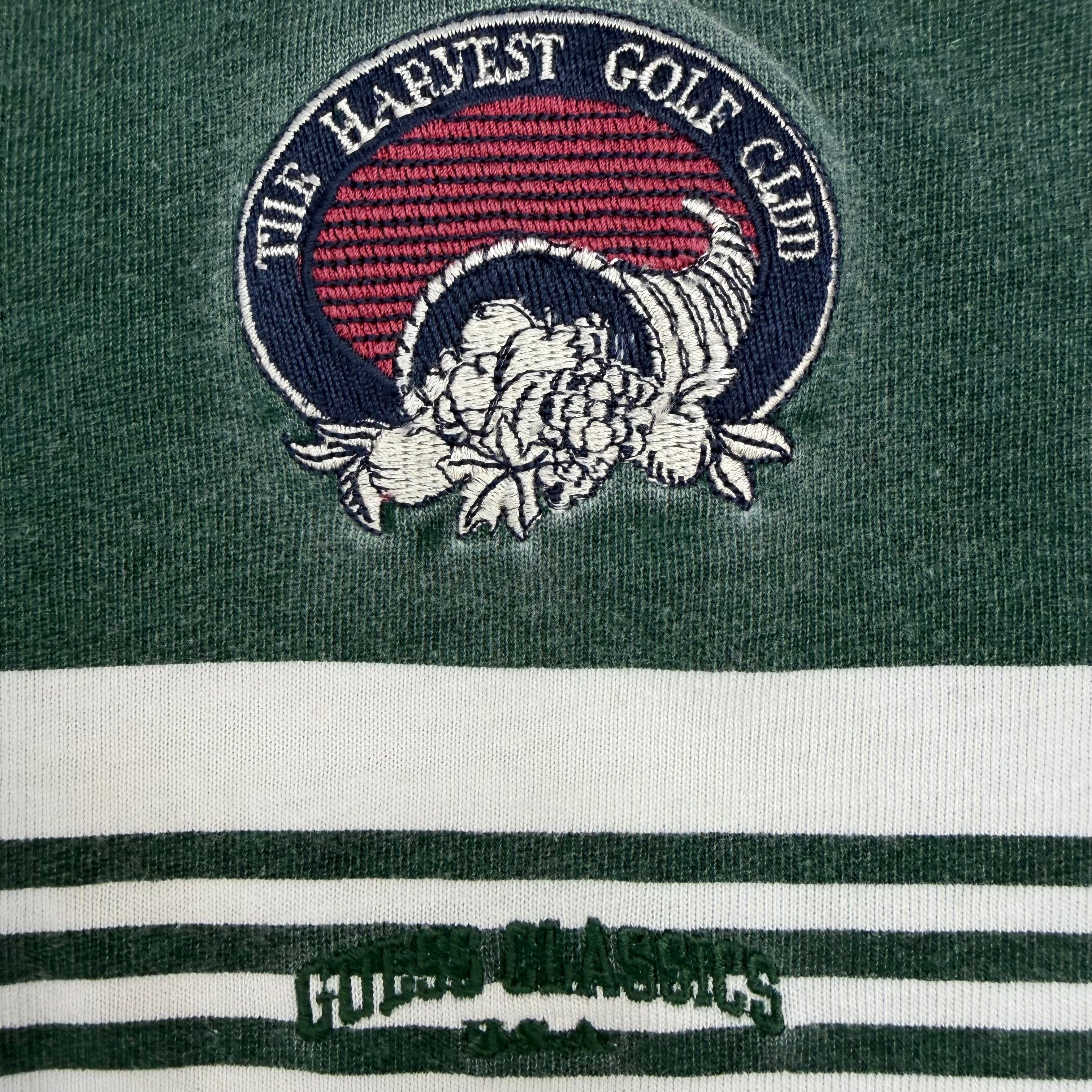 Vintage Guess “The Harvest Golf Club” Striped Longsleeve Polo Green/Navy
