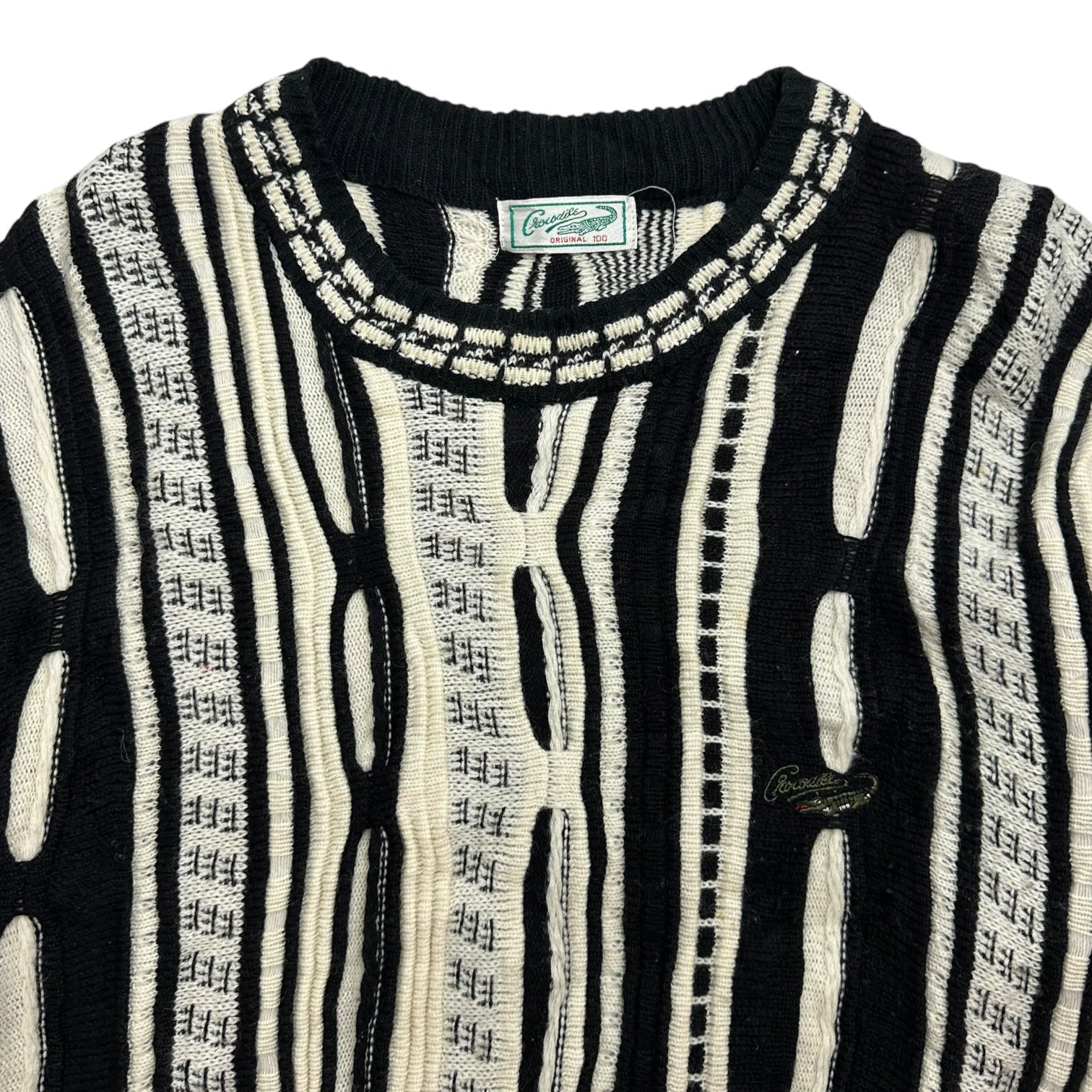 Vintage Crocodile Knit Sweater Black/White