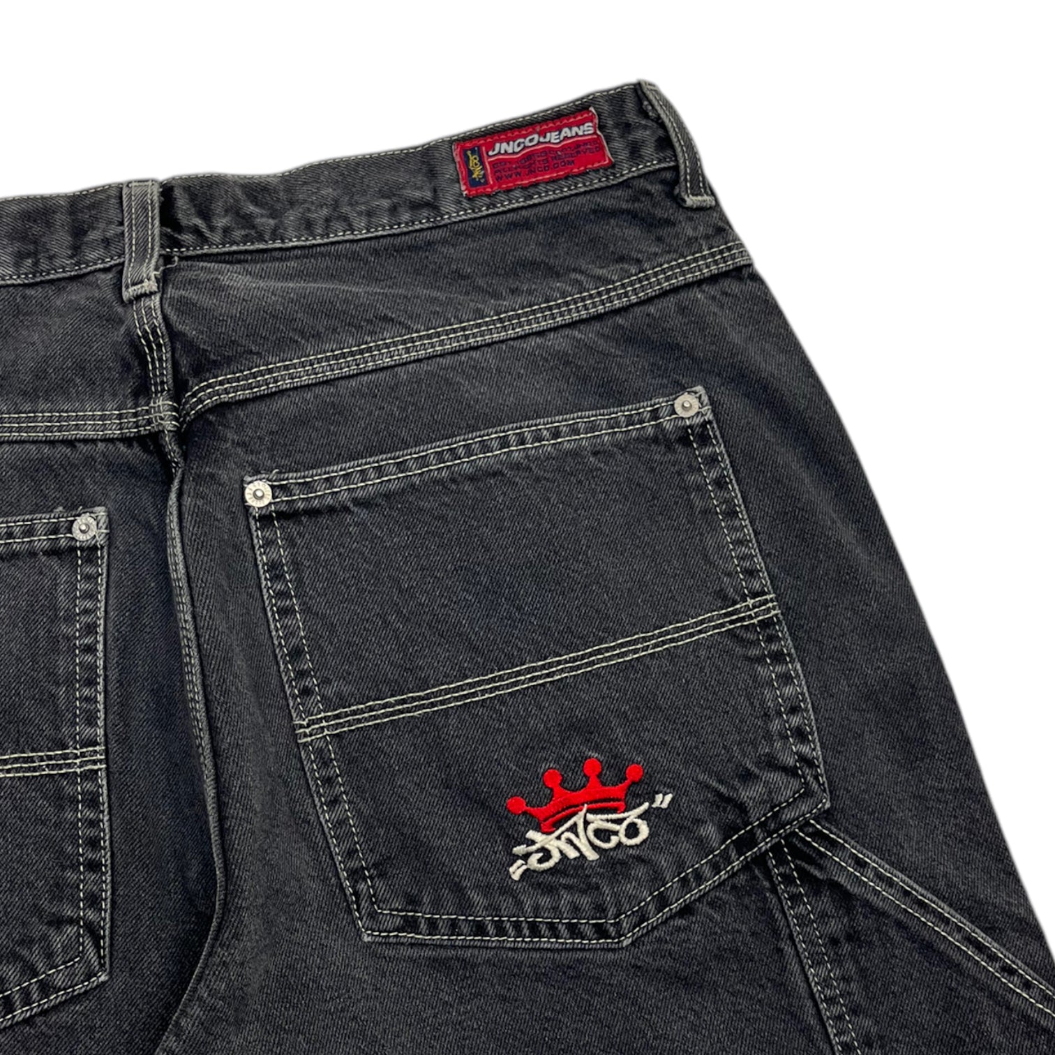 Vintage Y2K JNCO Red Crown Jeans Black