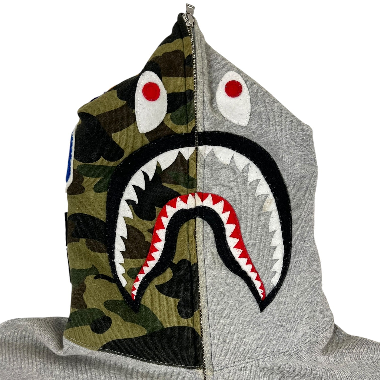 A Bathing Ape Camo Shark Full Zip Hoodie Grey