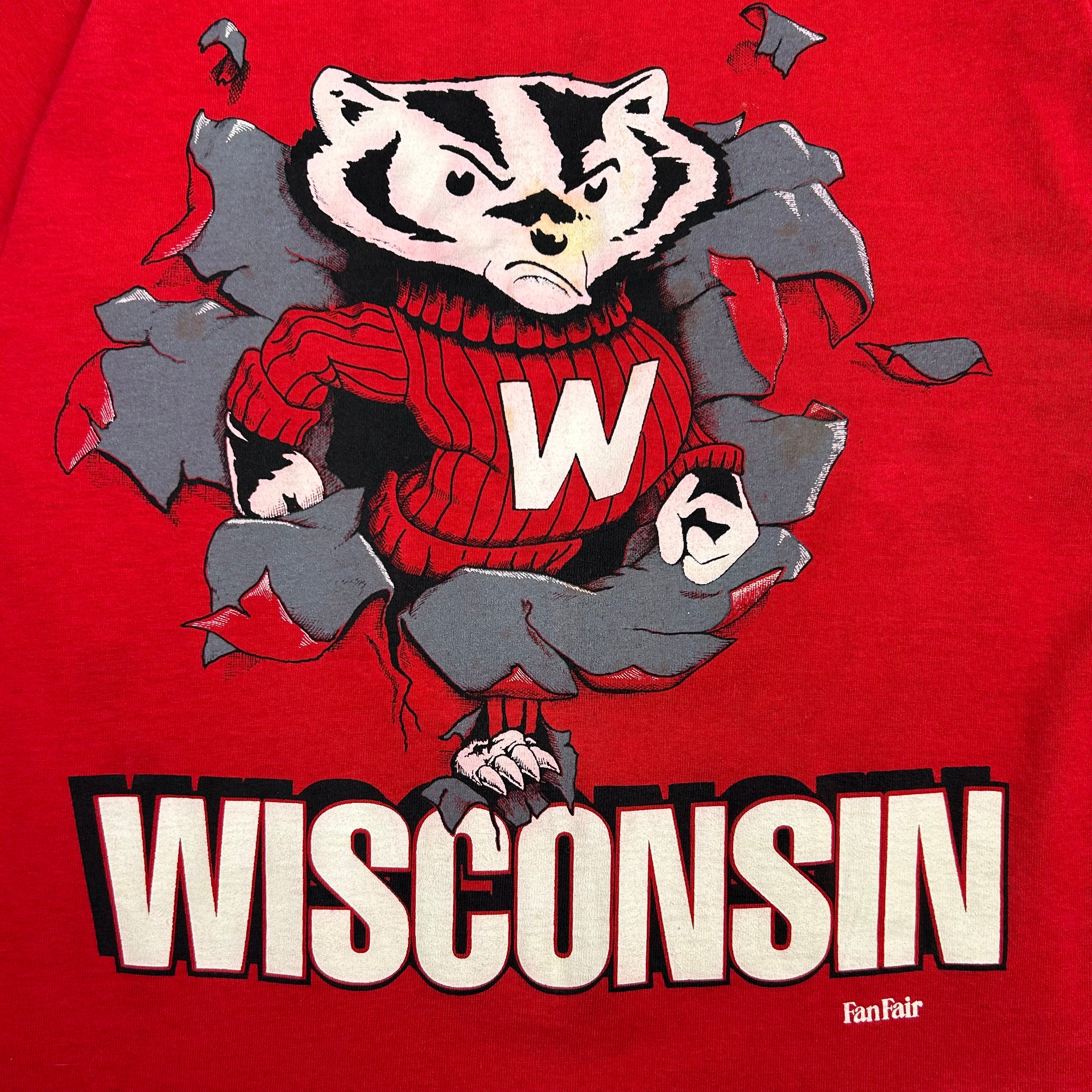 Vintage Wisconsin Badgers Break Through Tee Red