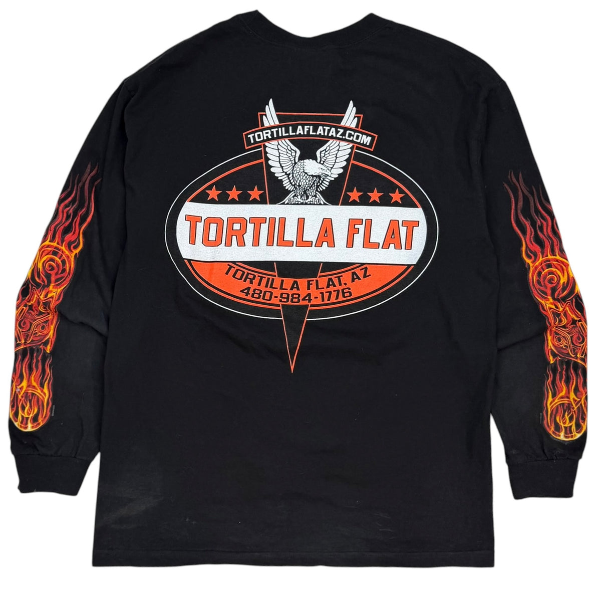 Vintage Tortilla Flat Flaming Bike Longsleeve Black