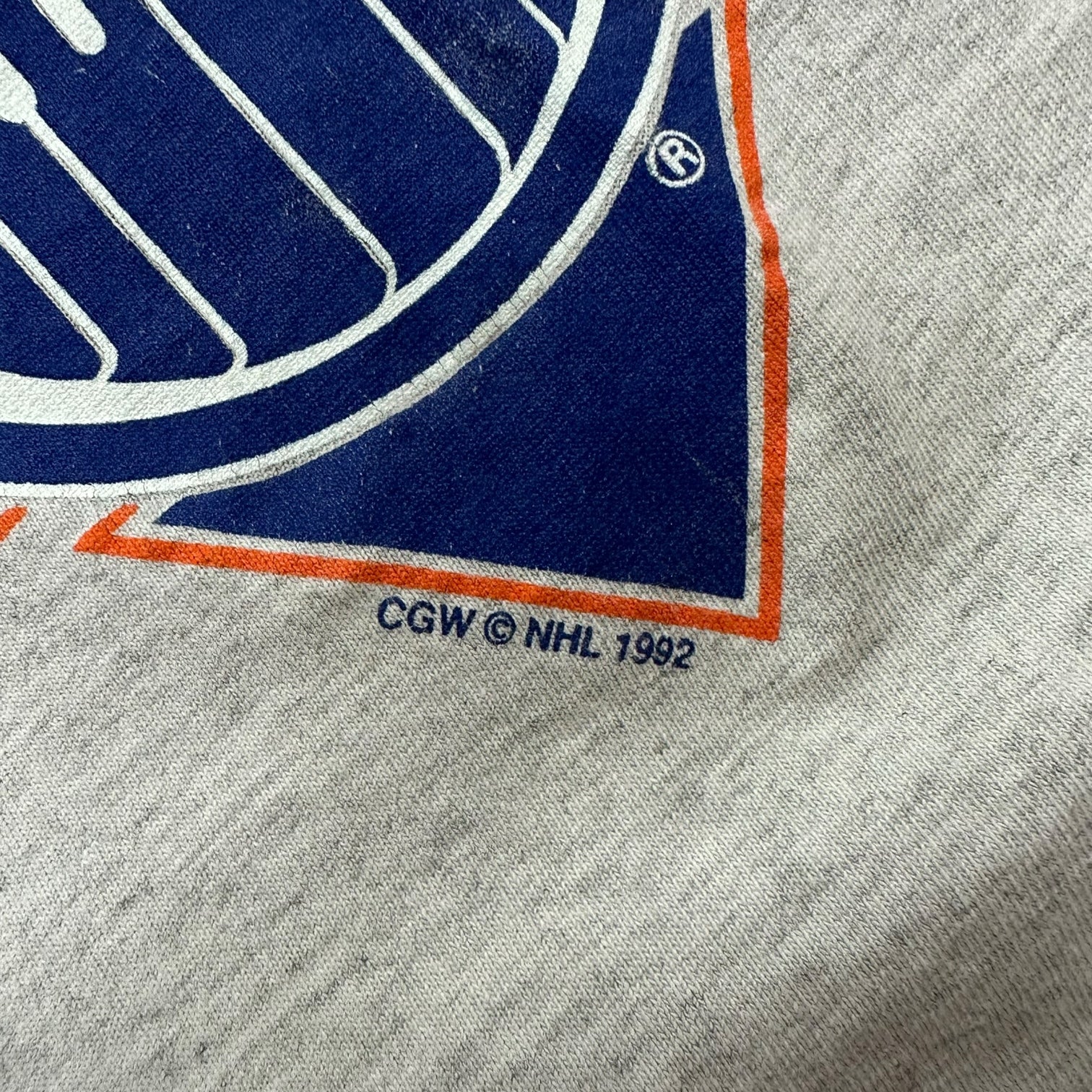 1992 Edmonton Oilers Double Collar Tee Grey/Blue