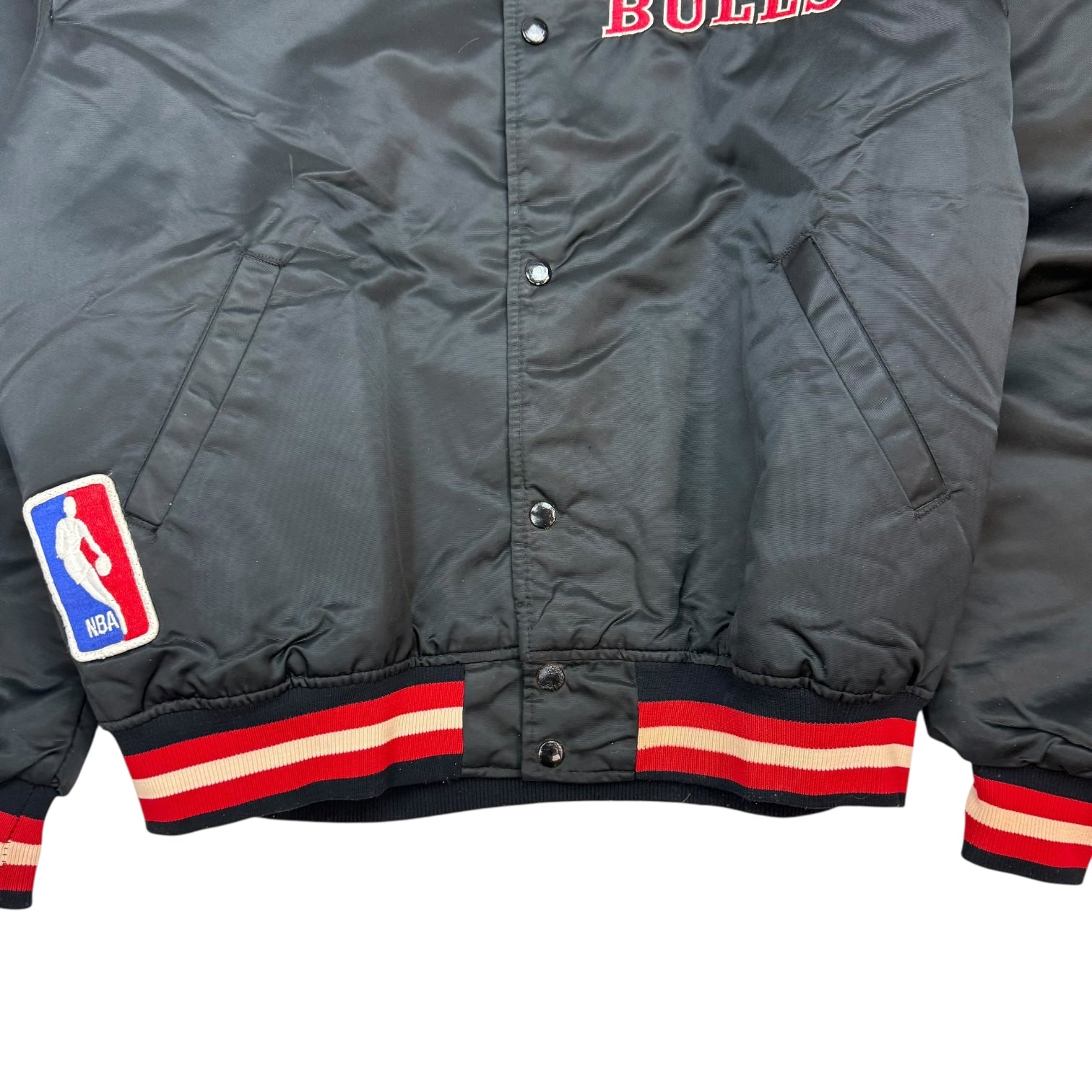 Vintage Starter Chicago Bulls Satin Bomber Jacket Black