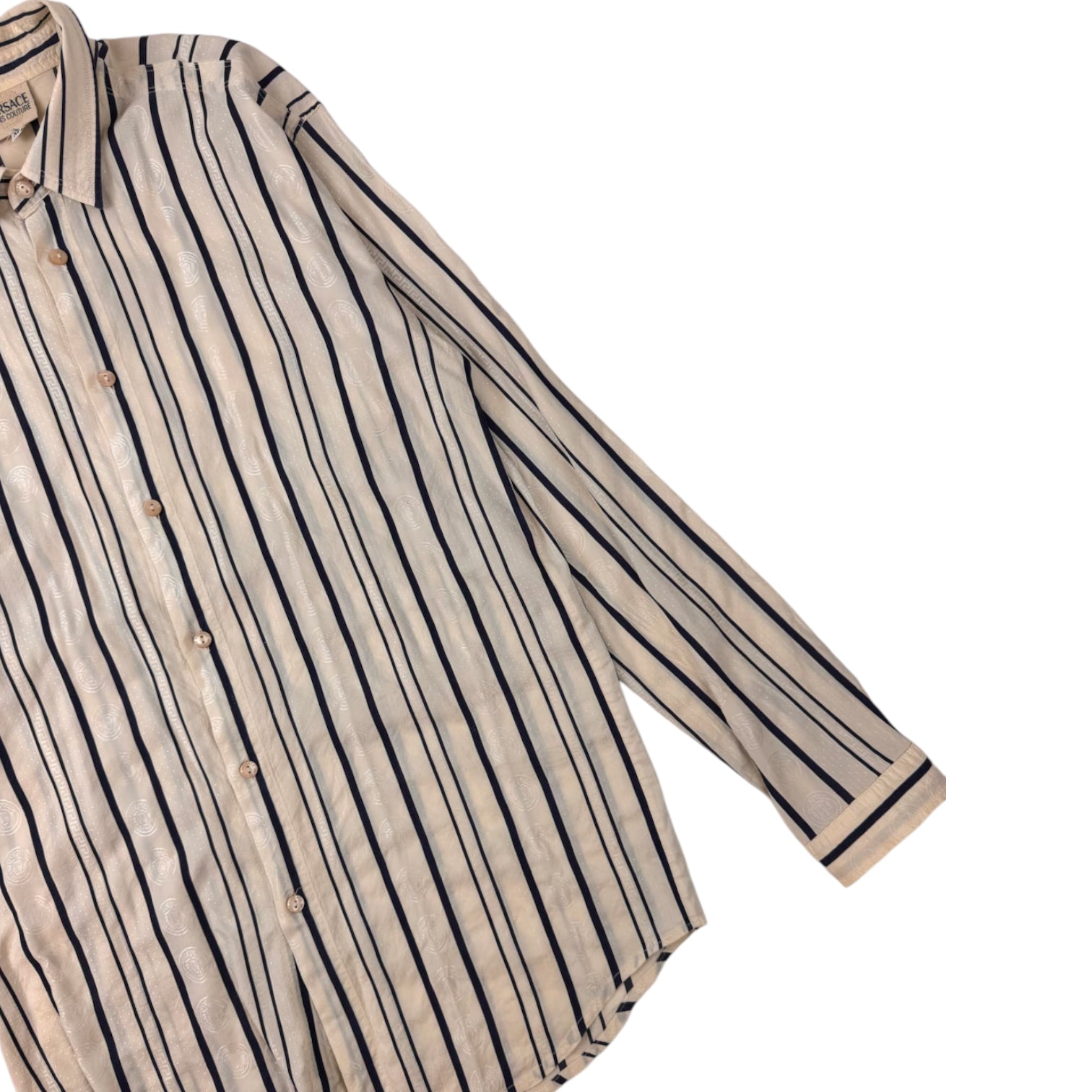 Vintage Versace Jeans Medusa Striped Button Up Shirt