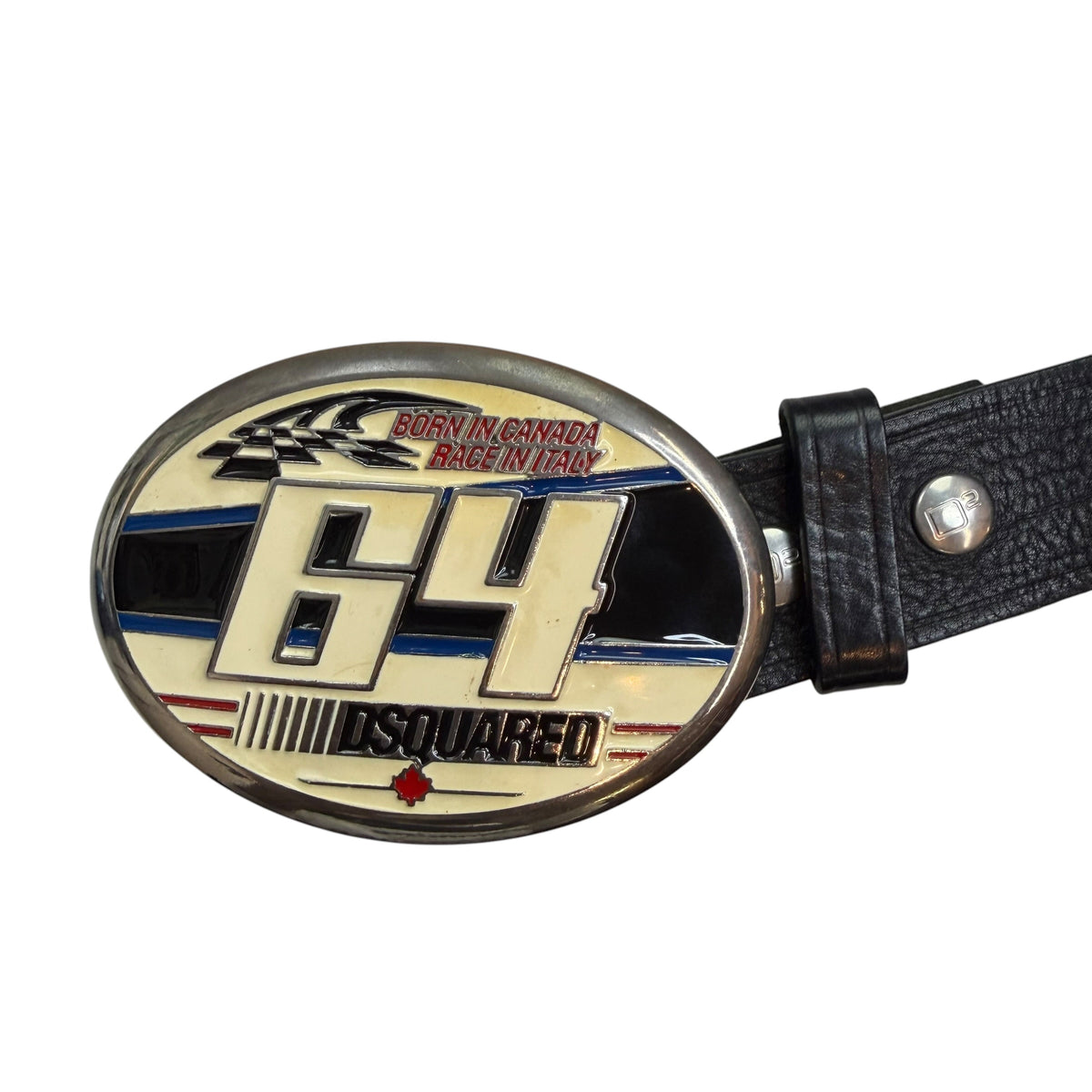 SS2008 Dsquared2 “64” Racer Leather Belt Black