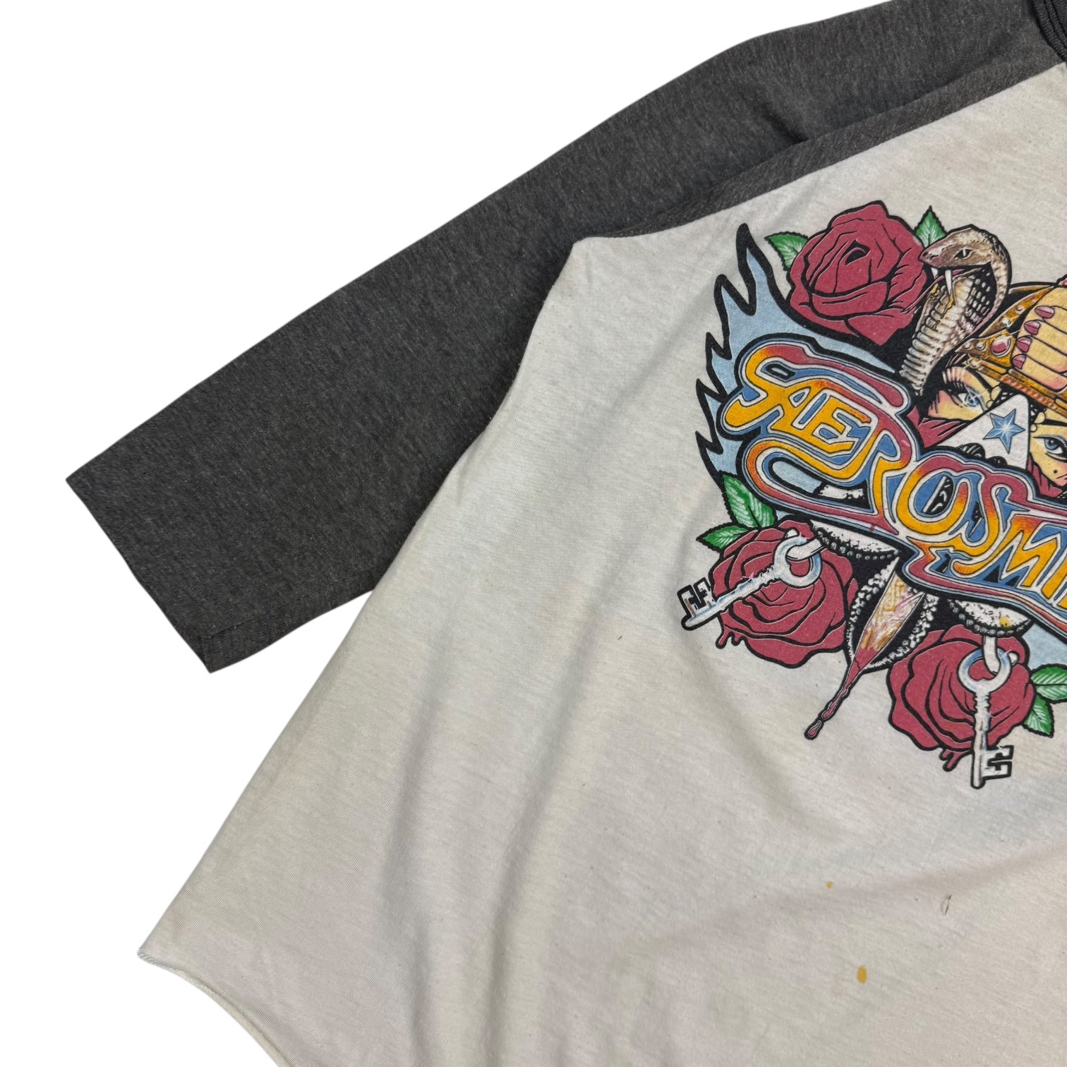 1988 Aerosmith Permanent Vacation Raglan Tee Black/White