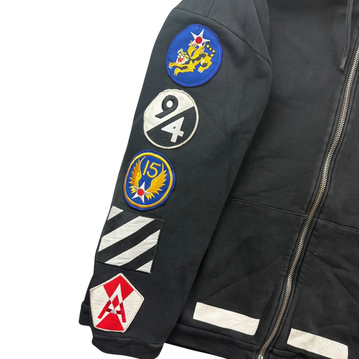 Off-White Patch Detail Zip Hoodie Black