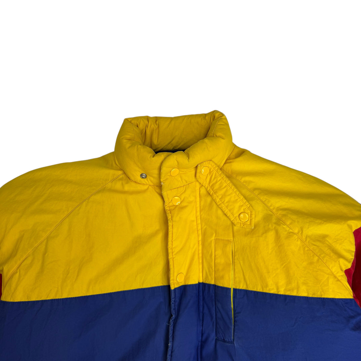 Vintage Polo Ralph Lauren Uni Crest Youth Colorblock Puffer Jacket Yellow