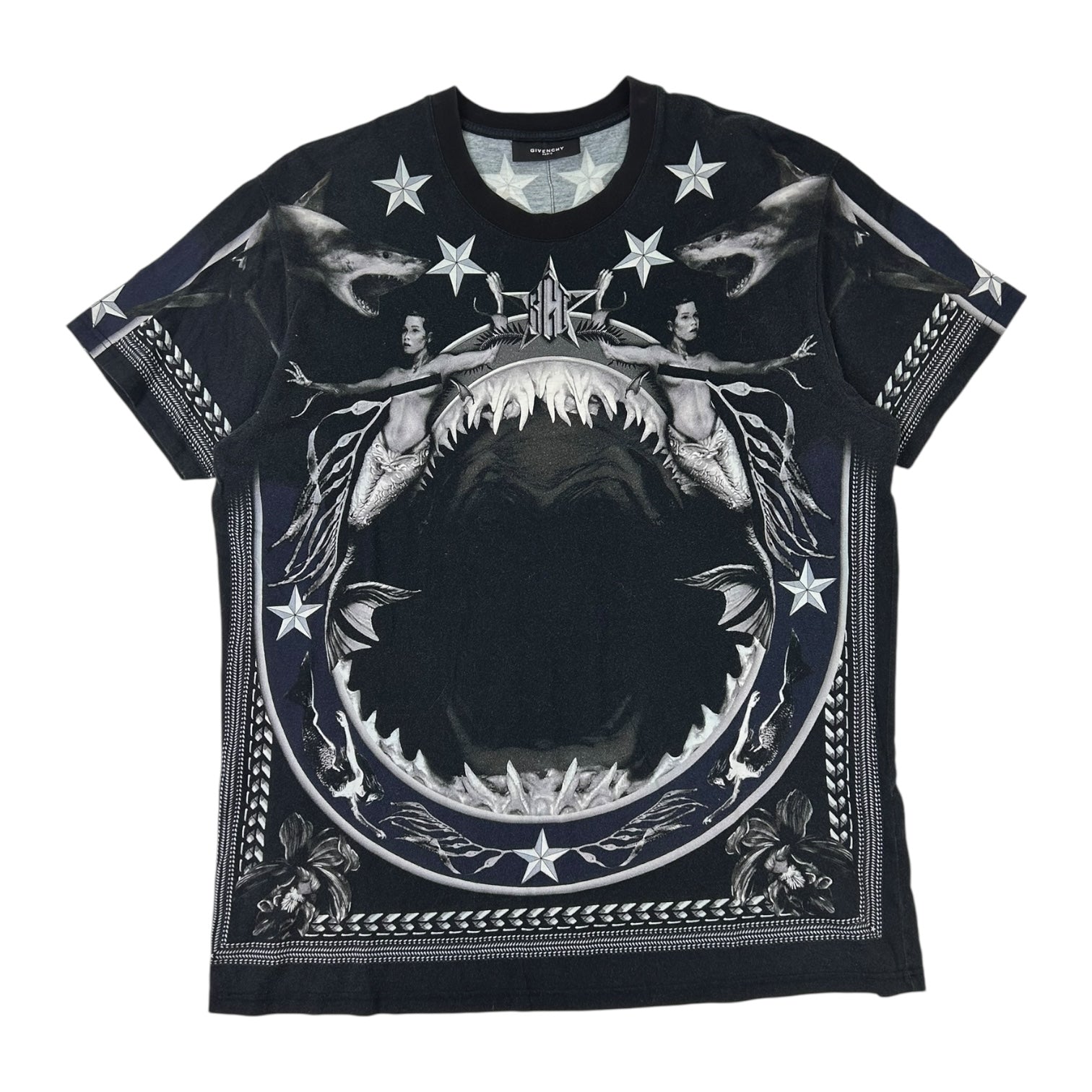 Givenchy Shark & Mermaid Riccardo Tisci Print T-Shirt Black