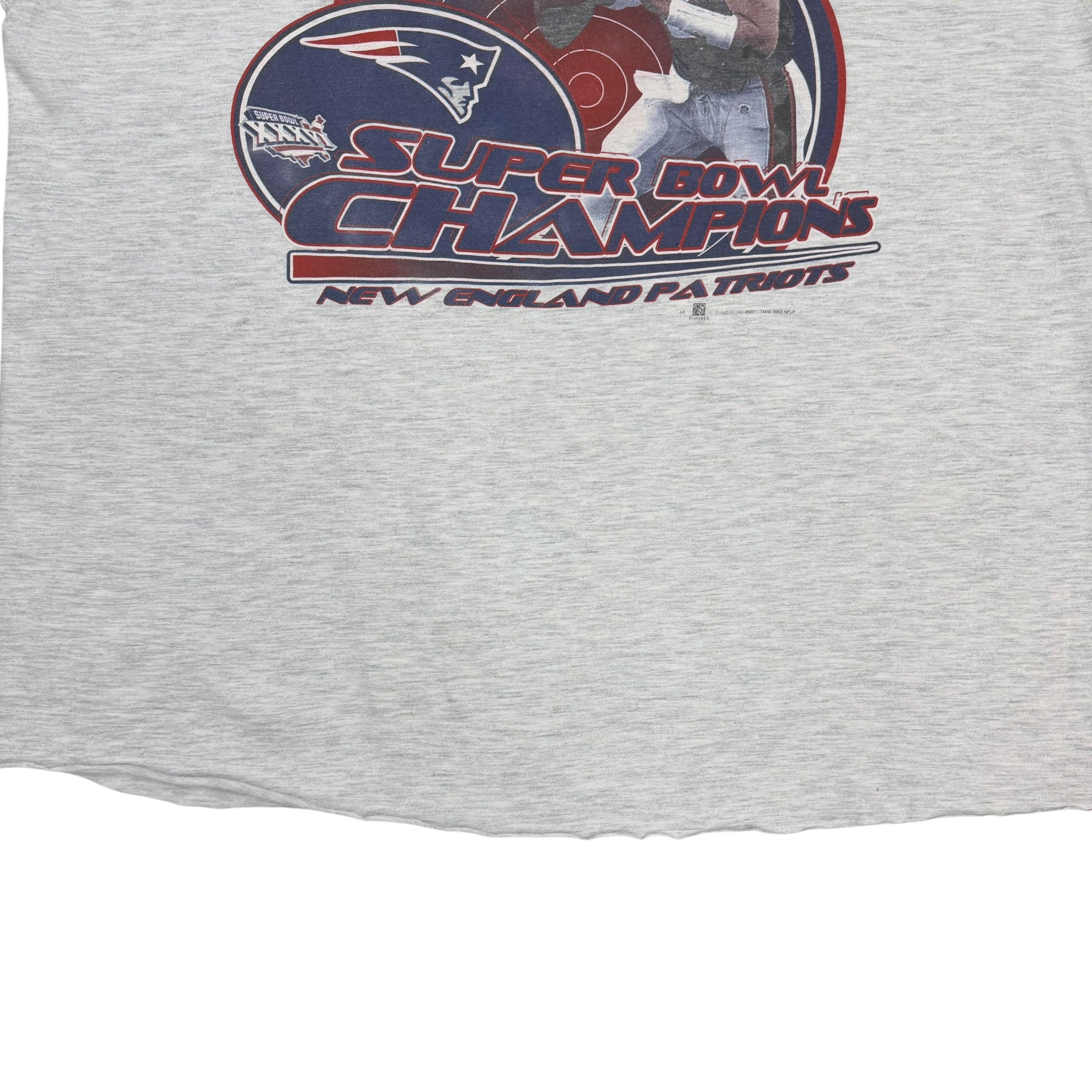 2002 Tom Brady New England Patriots Superbowl Champions Tee Grey