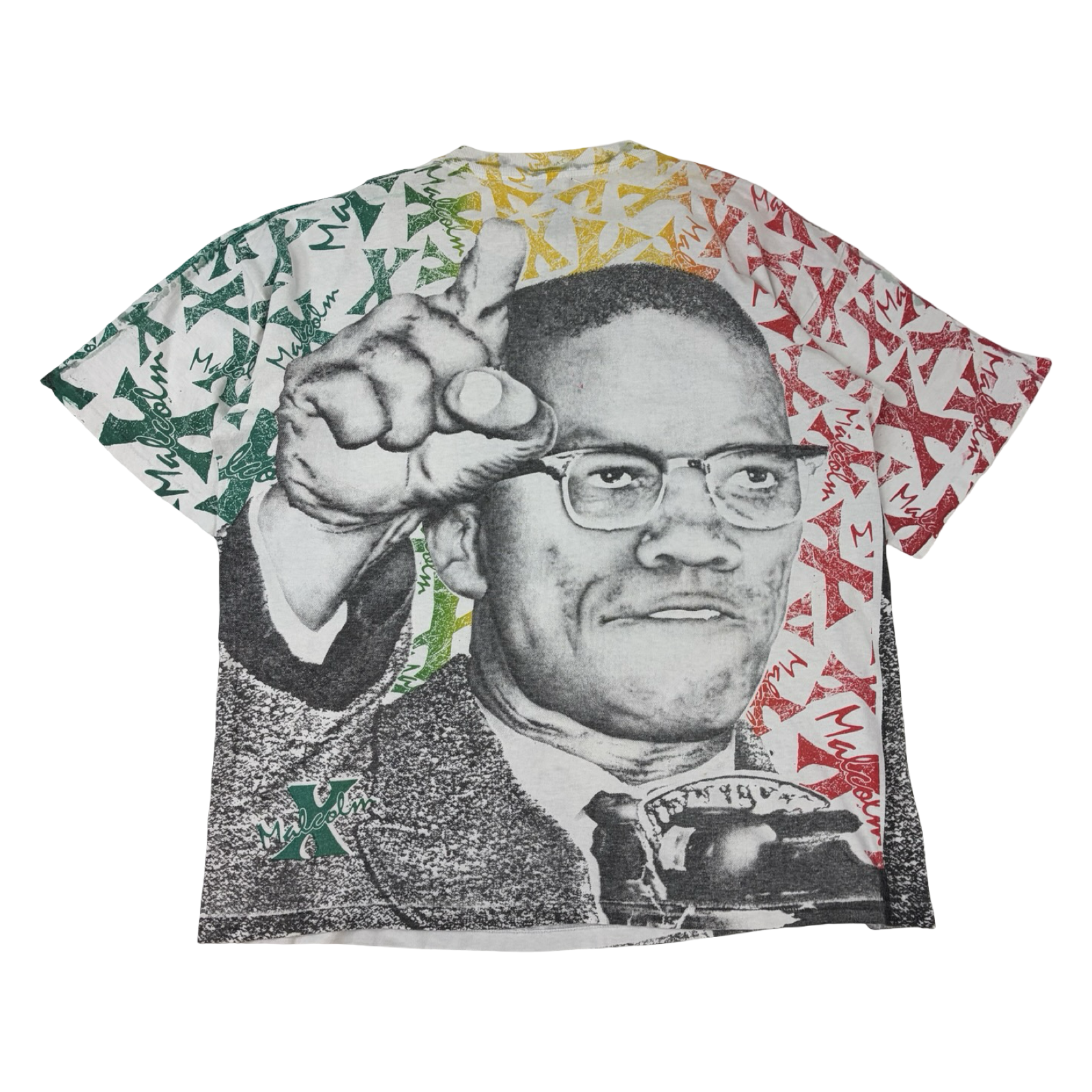 Vintage 1990s Malcom X All over Print T-Shirt