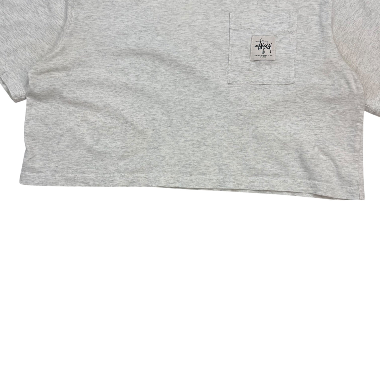 (W) Stussy Juno Boxy Mock Neck Crop Tee Heather Grey
