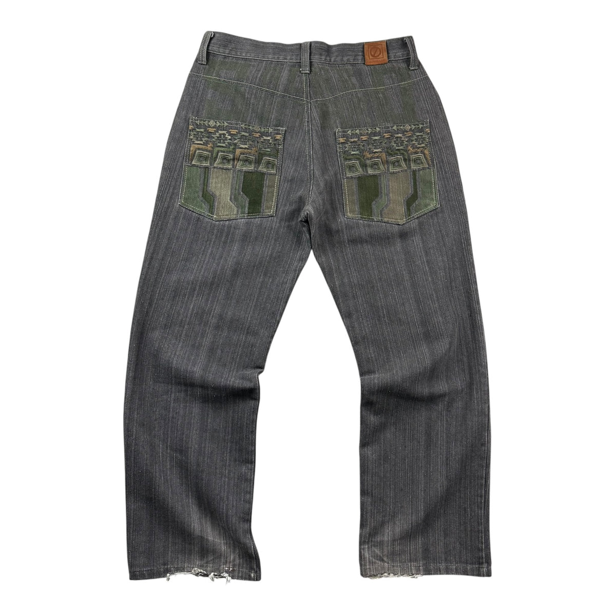 Vintage Square Zero Pattern Pocket Pants Grey