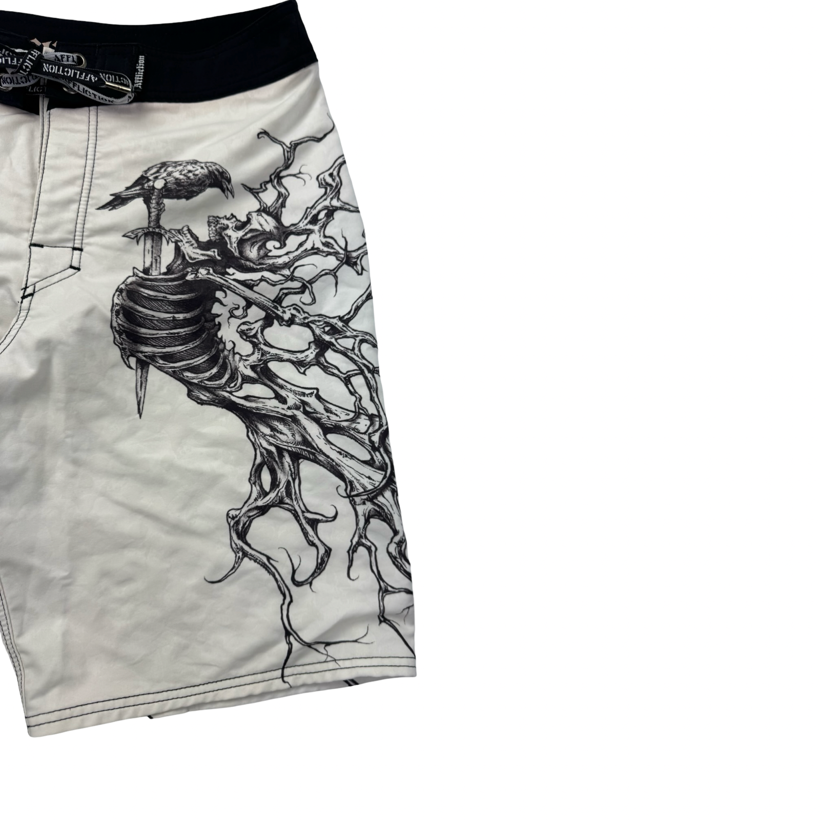Vintage Y2K Affliction Cross Skeleton Board Shorts