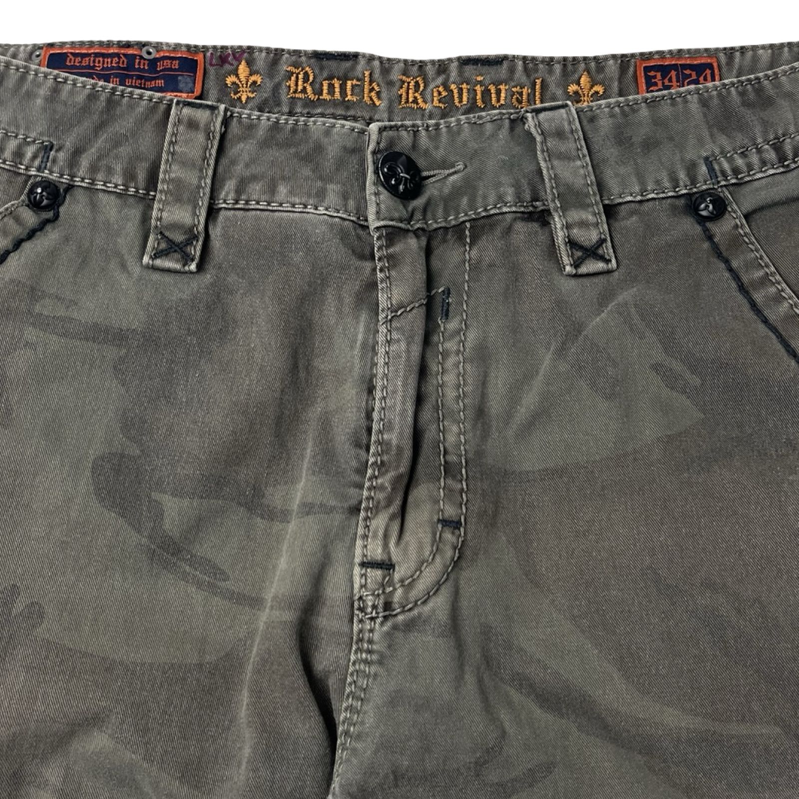 Y2K Rock Revival Embellished Shorts Militant Camo