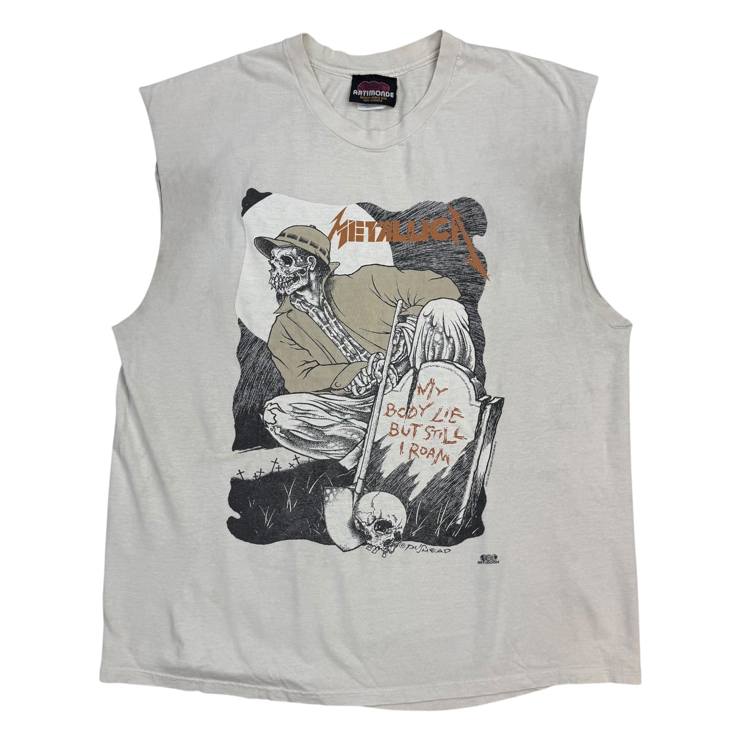 1994 Metallica Pushead ‘My Body Lie But I Still Roam’ Cutoff Tee White