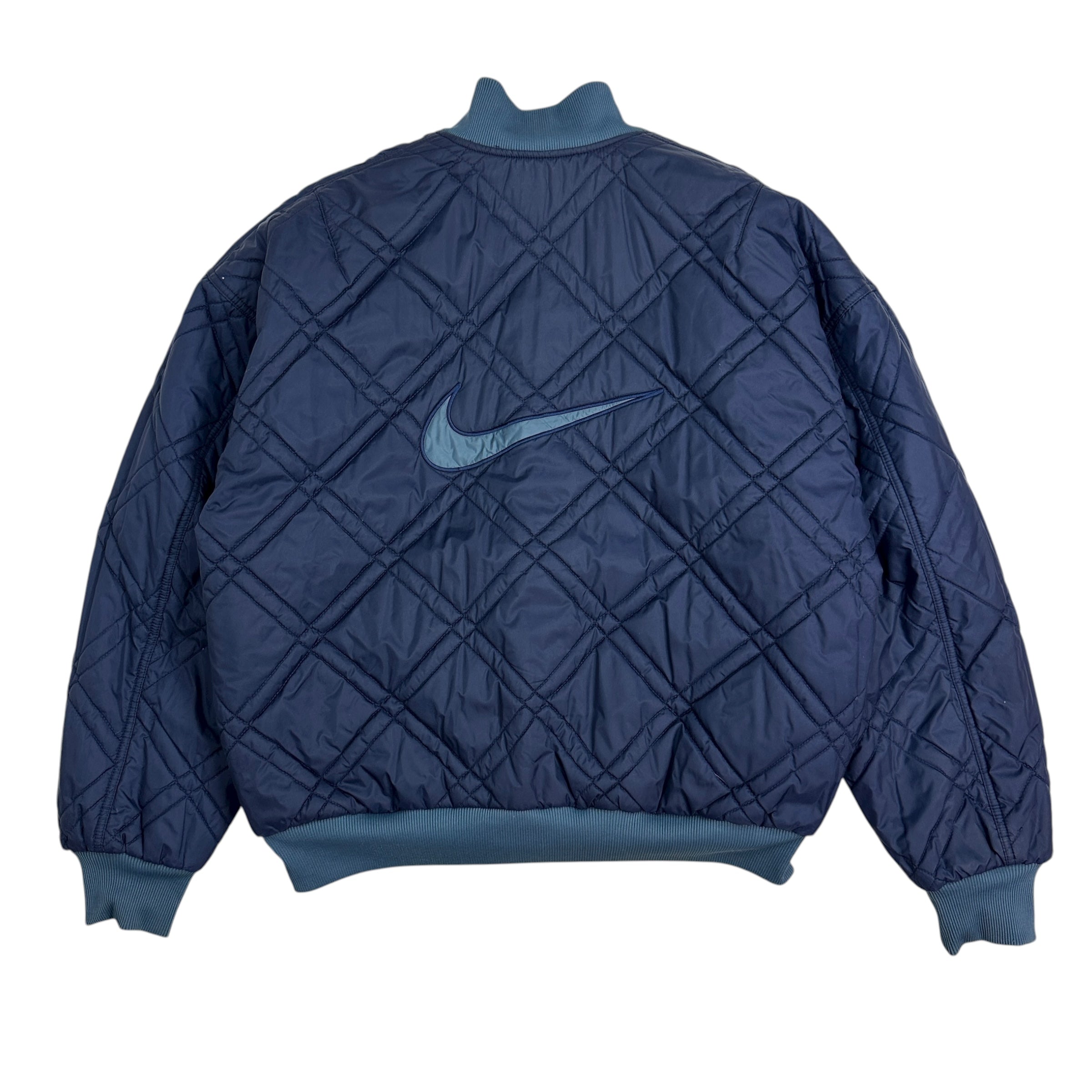 Vintage Nike Reversible Quilted Bomber Jacket Blue/Navy