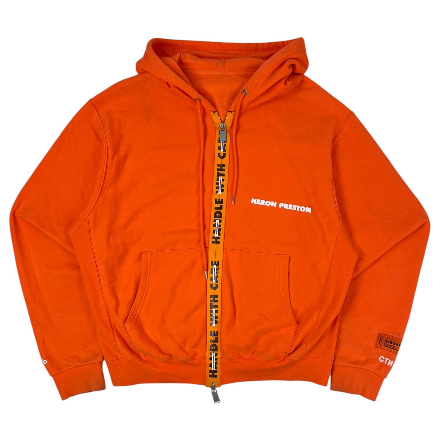 Heron Preston “Handle With Care” Full Zip Hoodie Orange