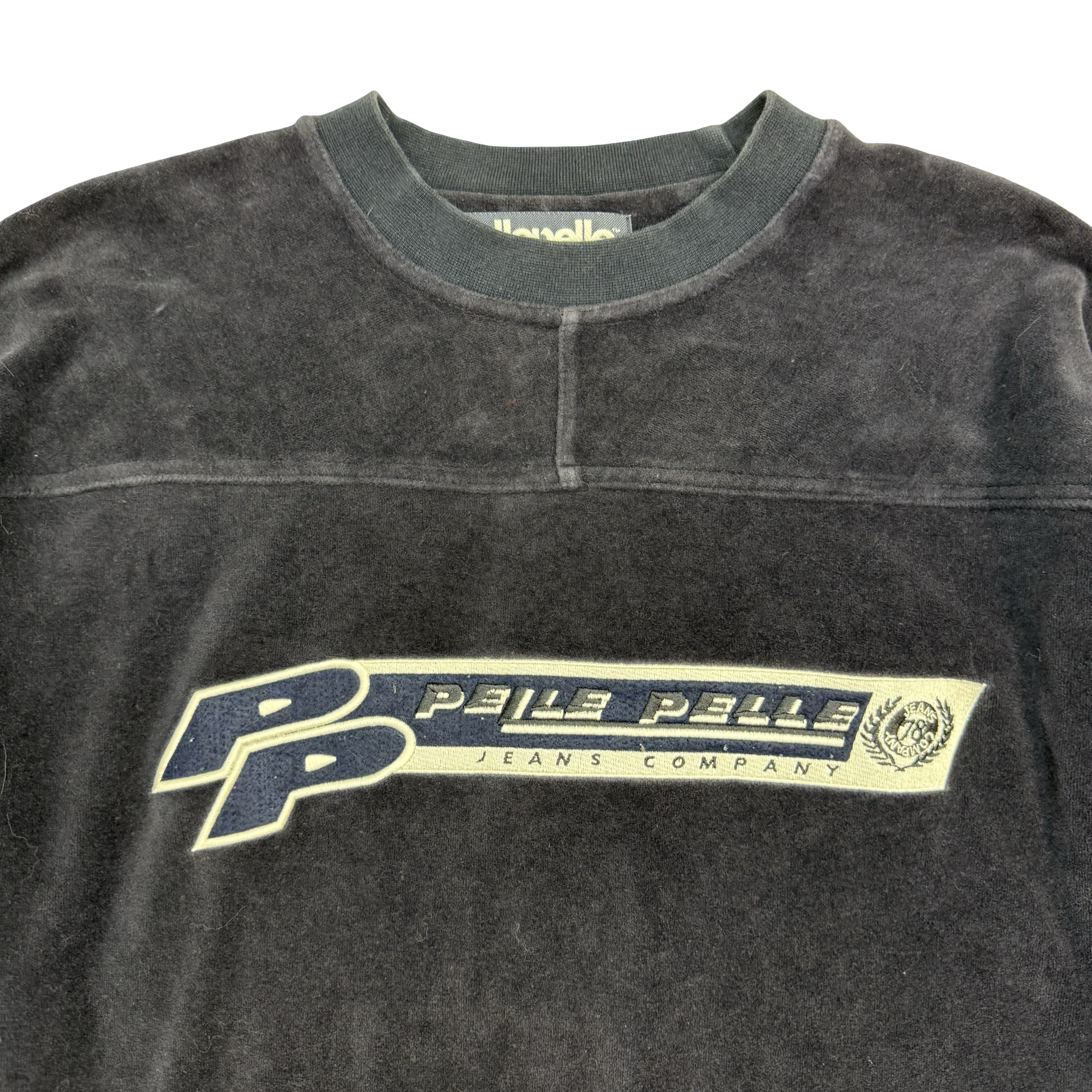 Vintage Pelle Pelle Velour Crewneck Navy Blue