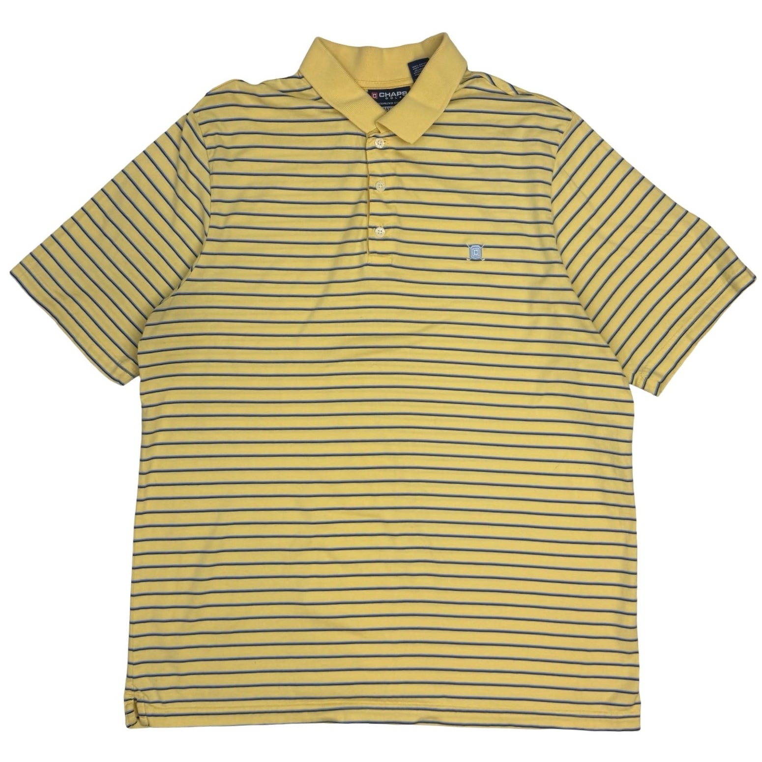 Vintage Chaps Ralph Lauren Golf Striped Polo Yellow