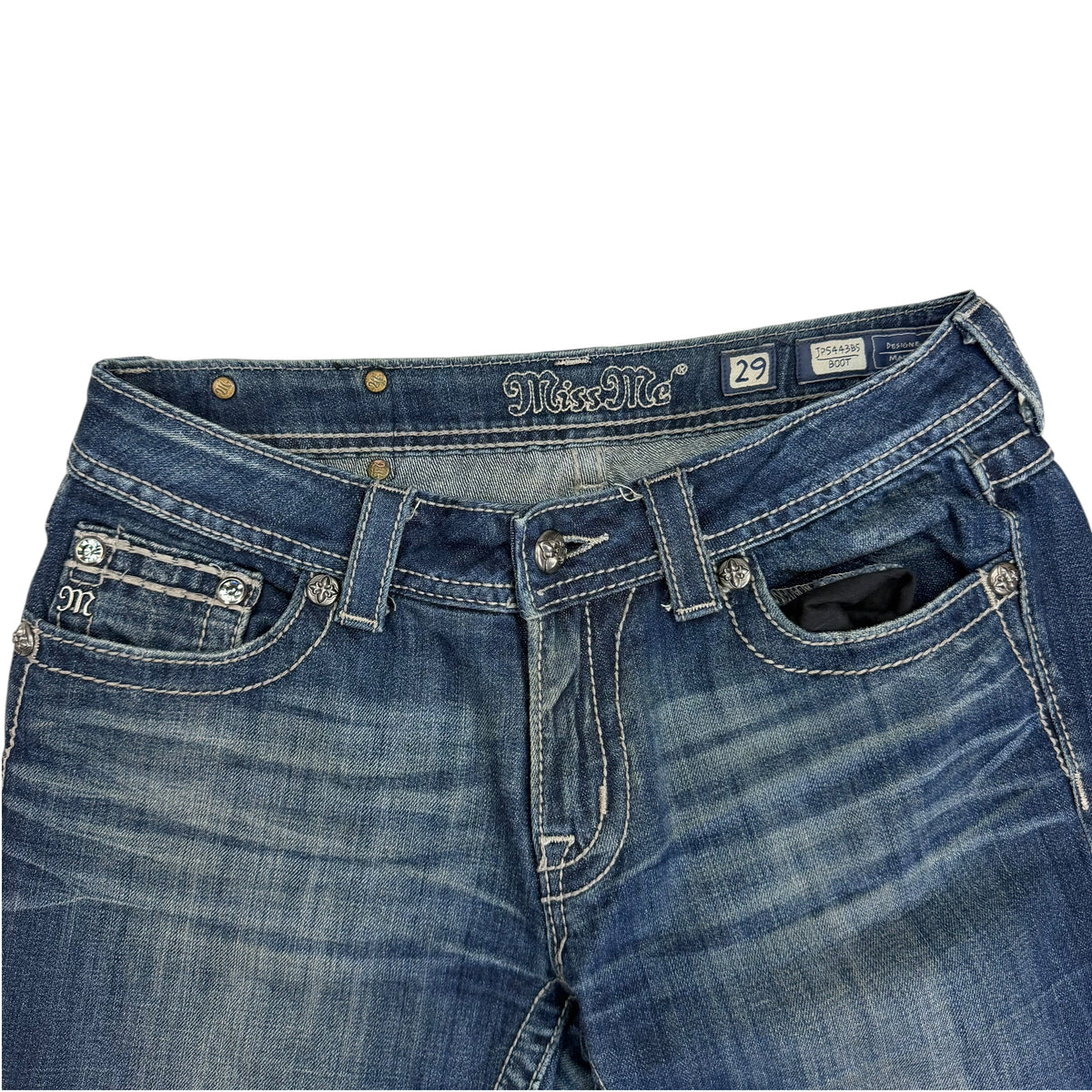 (W) Vintage Miss Me Rhinestone Flare Jeans Blue