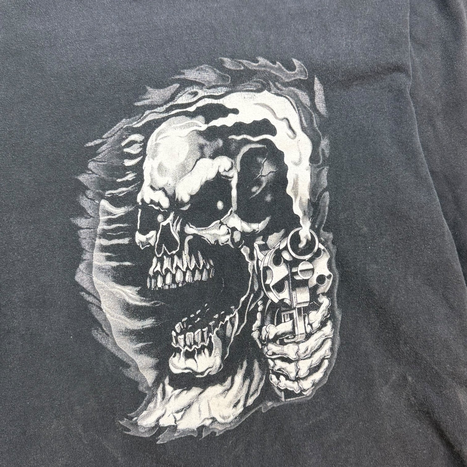 Vintage Flaming Skull L/S Tee Black/White