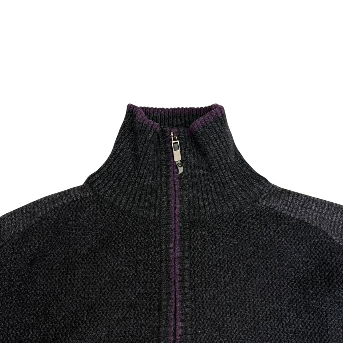 Vintage Giorgio Armani Mock Neck Knit Quarter Zip Charcoal