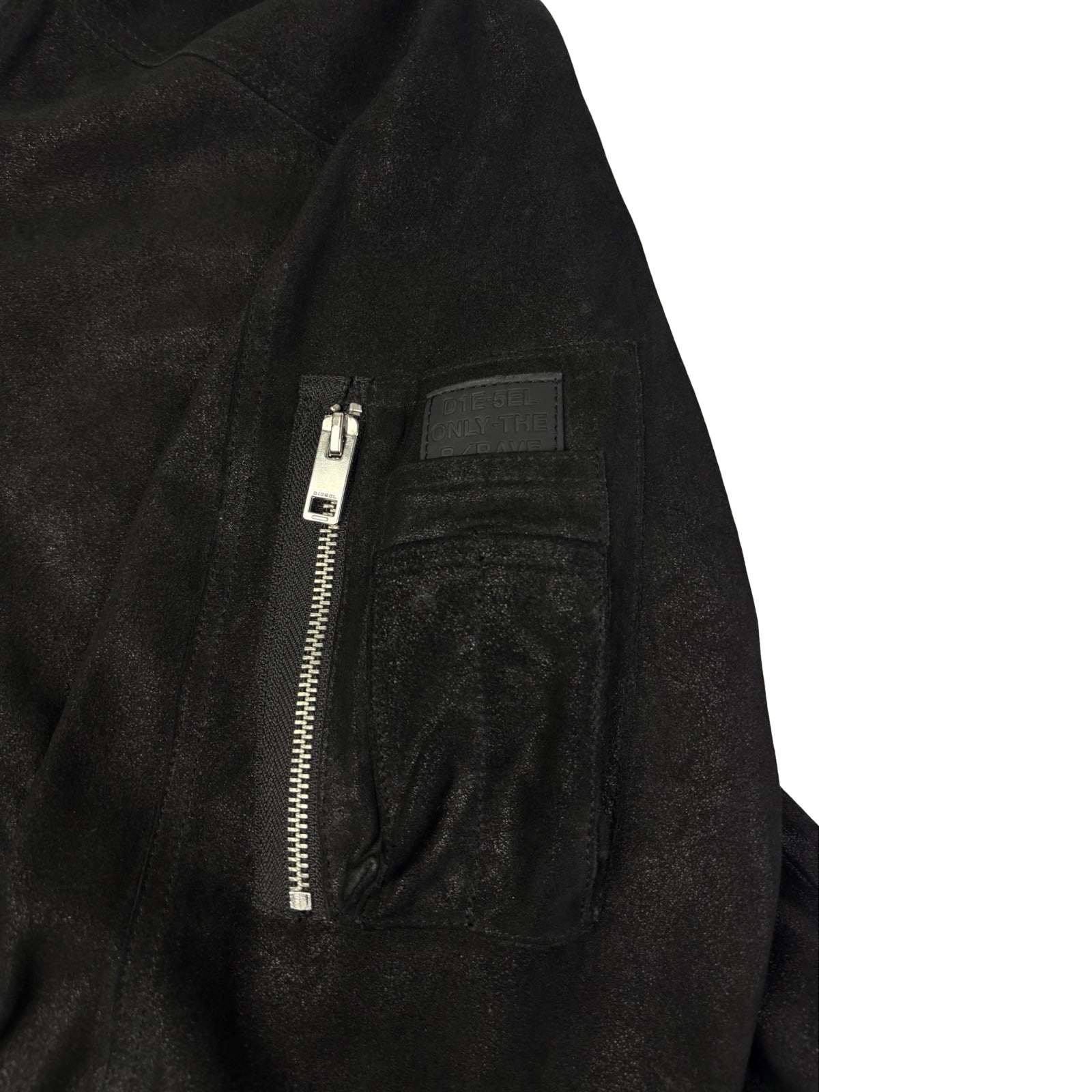 Diesel L-Nikolai Waxed Suede Bomber Jacket Black