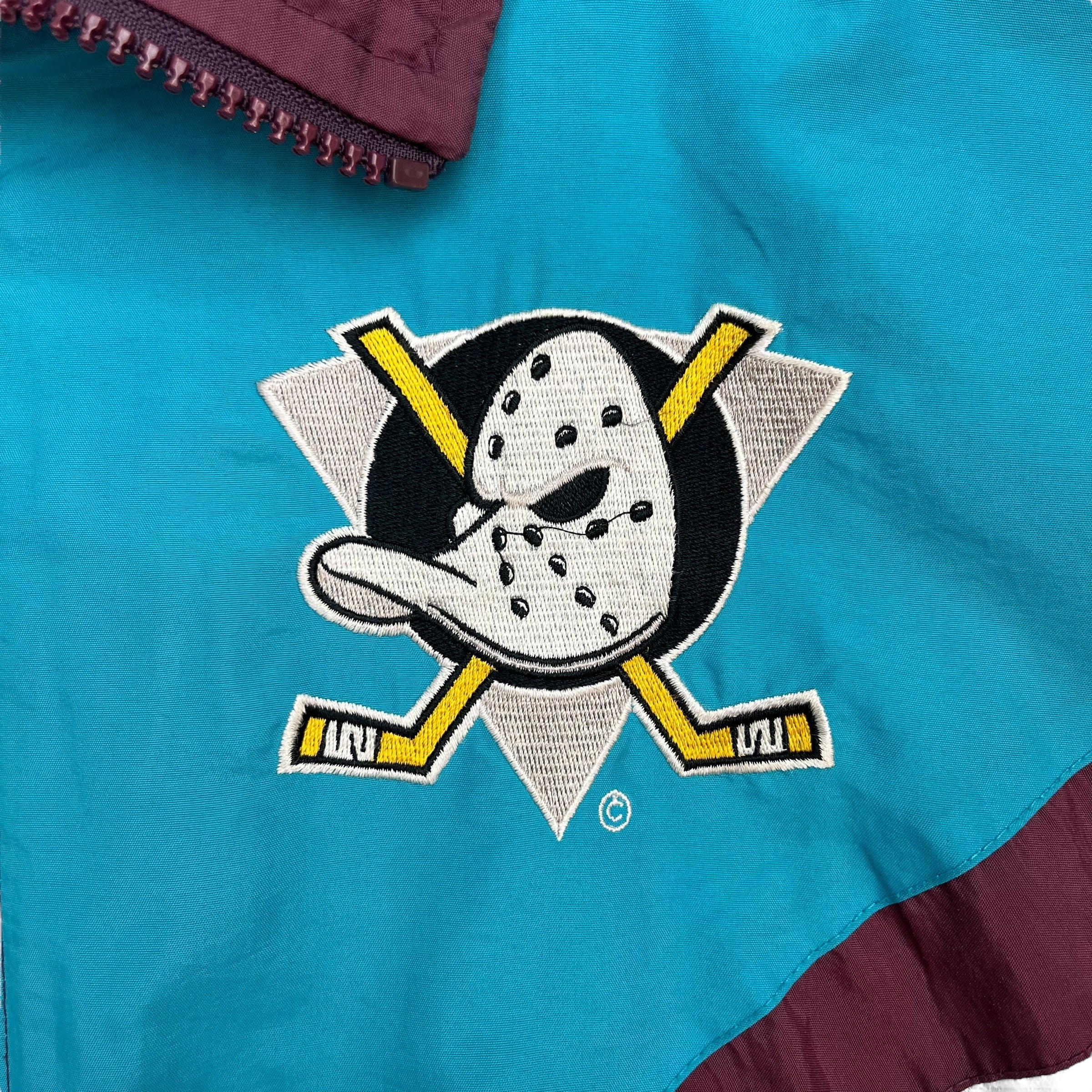 Vintage NHL Mighty Ducks Windbreaker Jacket Blue/Burgundy