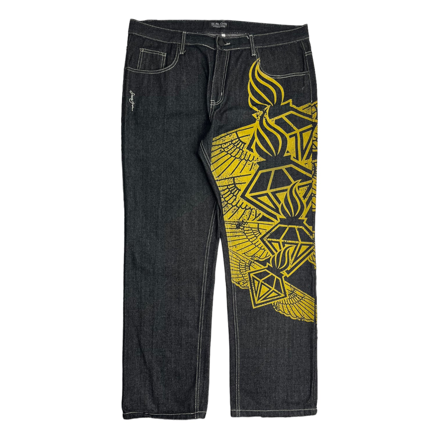 Y2K Sean John Diamond Wings Print Baggy Jeans