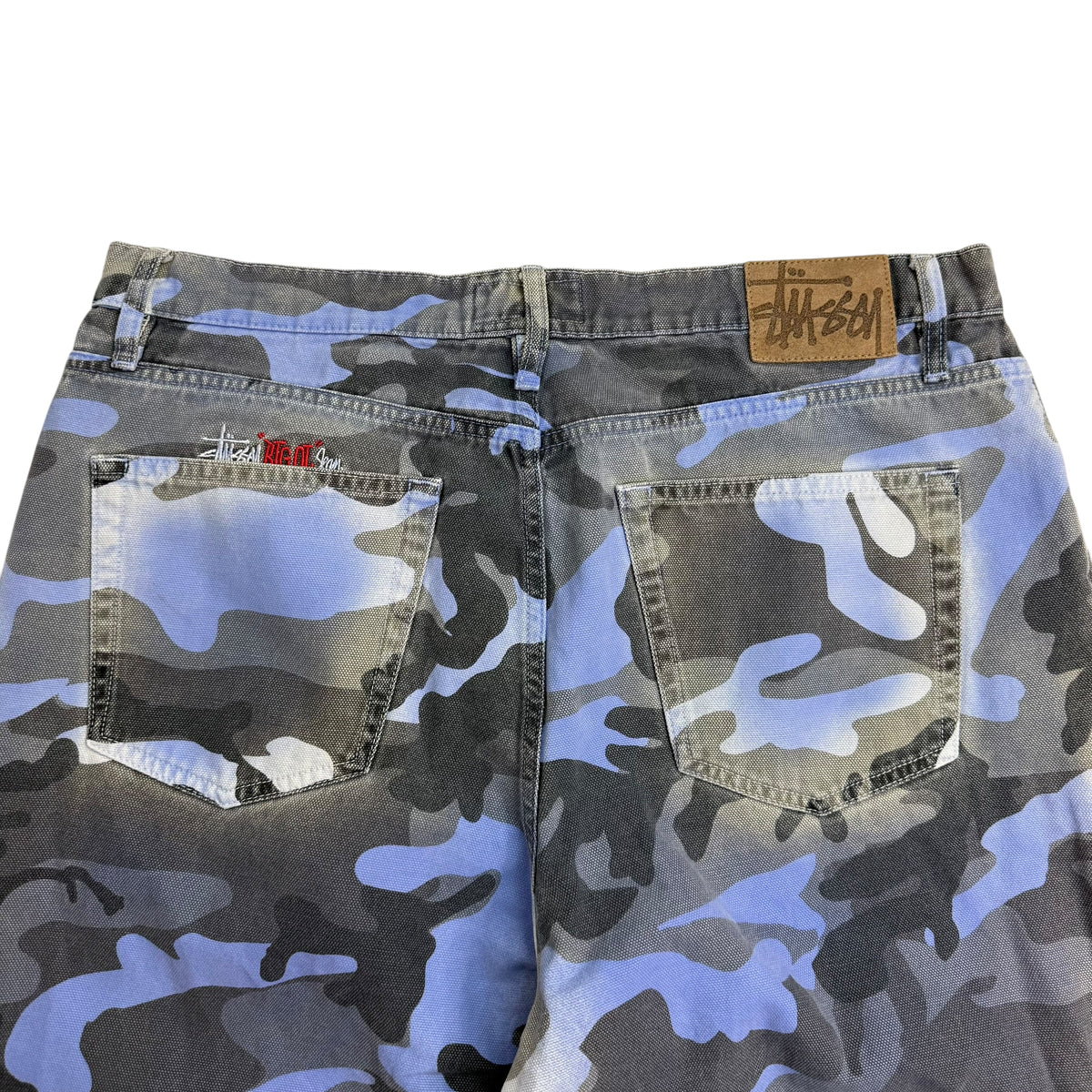 Stussy Spray Dye Canvas Big Ol' Jeans Blue Camo
