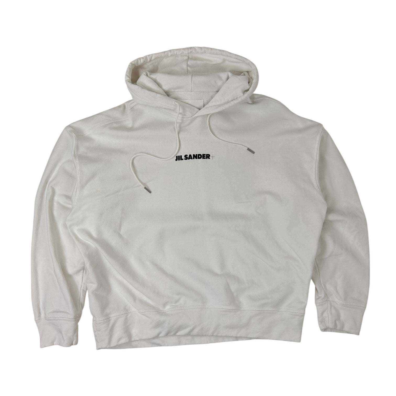 Jil Sander Frontal Logo Hoodie White