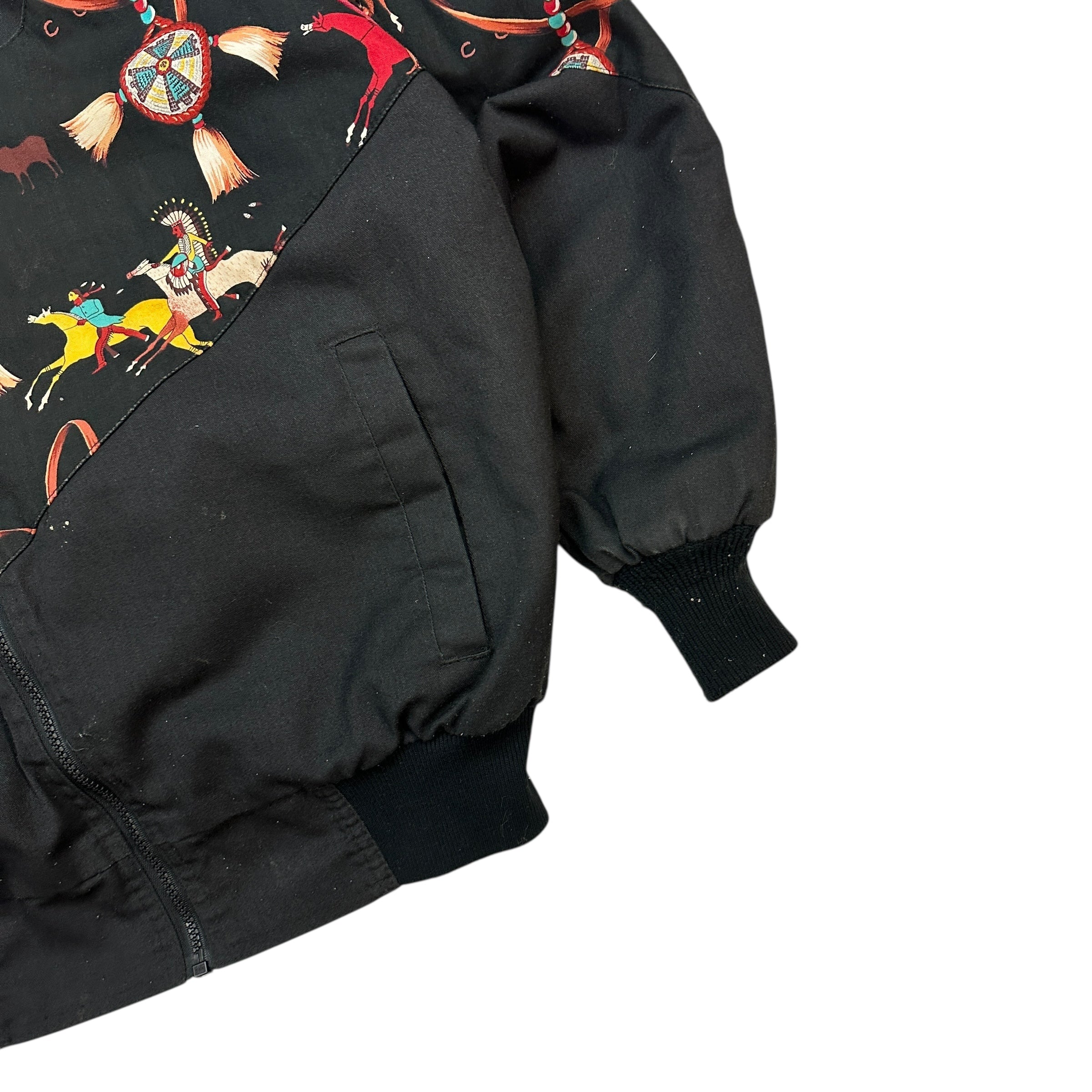 Vintage Bee-Wild Patterned Bomber Jacket Black