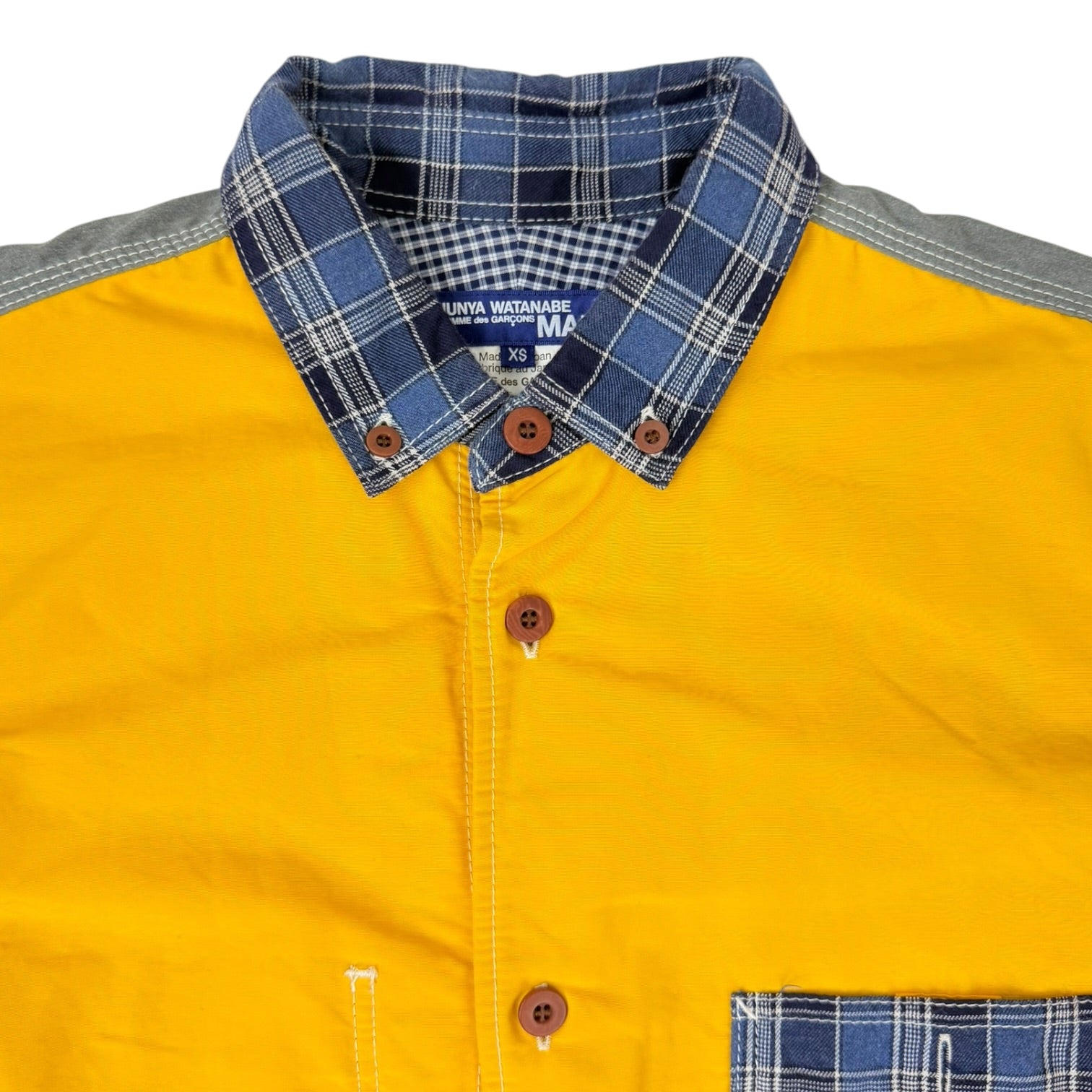 Comme des Garçons Junya Watanabe Man Patchwork Button-Up Blue/Yellow