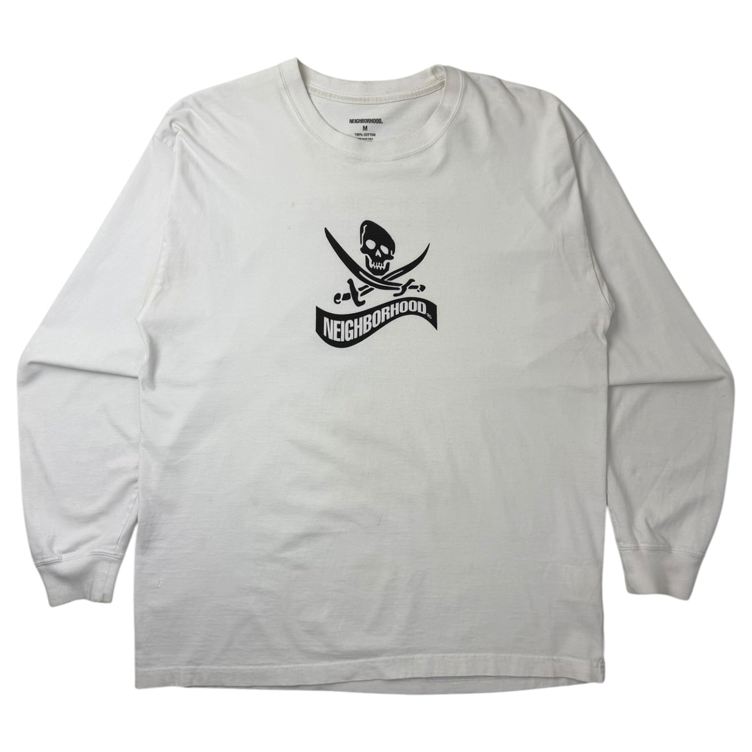 NEIGHBOURHOOD Distorted Skull Graphic L/S T-Shirt White