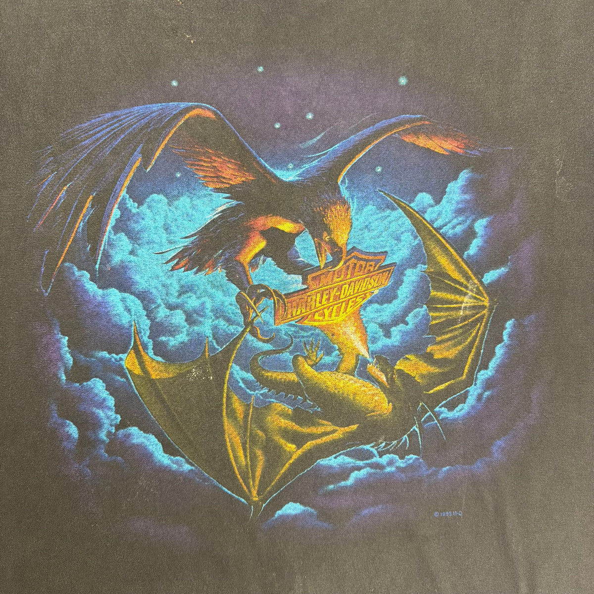 1995 Harley Davidson Dragon Vs Eagle Kamloops Tee Black